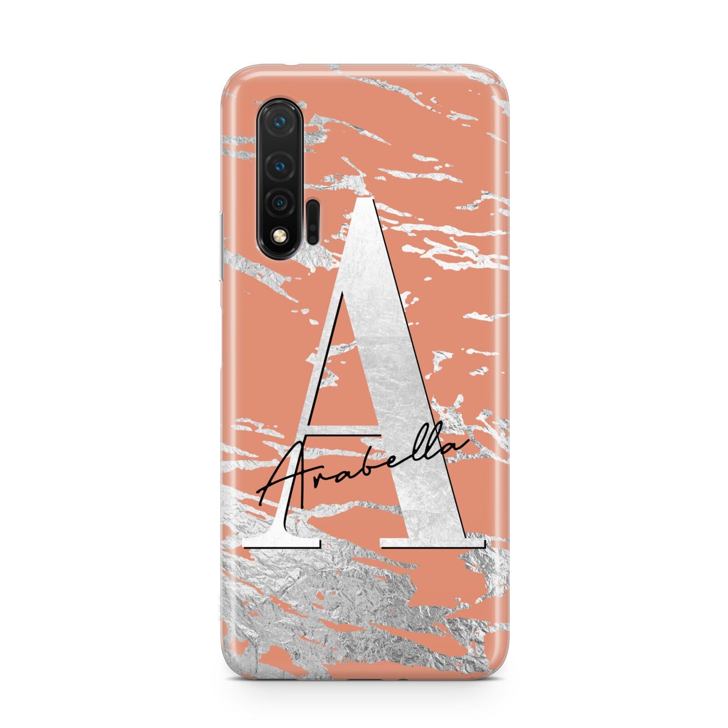 Personalised Orange Silver Huawei Nova 6 Phone Case