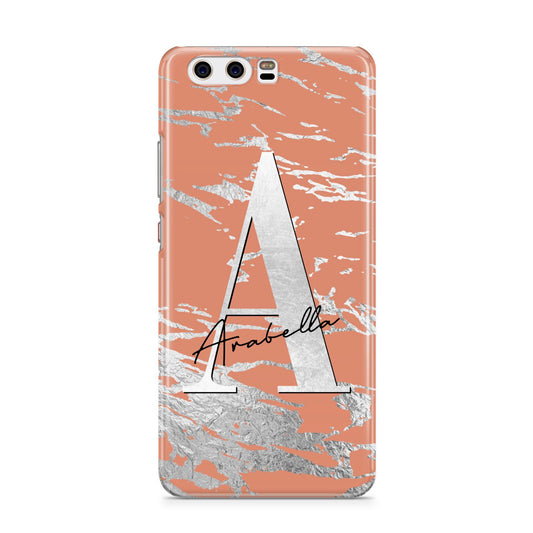 Personalised Orange Silver Huawei P10 Phone Case