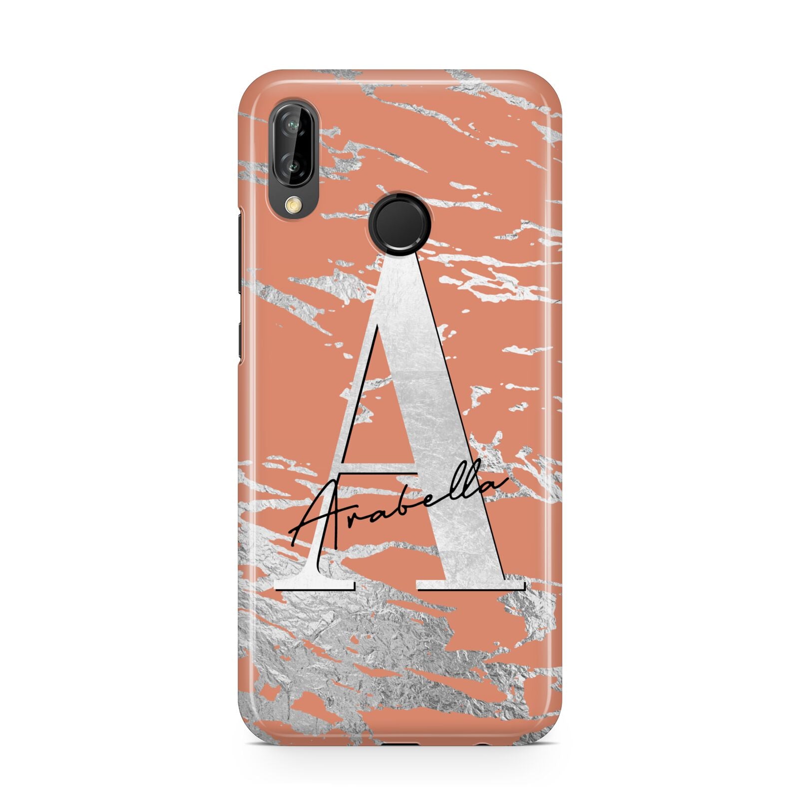 Personalised Orange Silver Huawei P20 Lite Phone Case