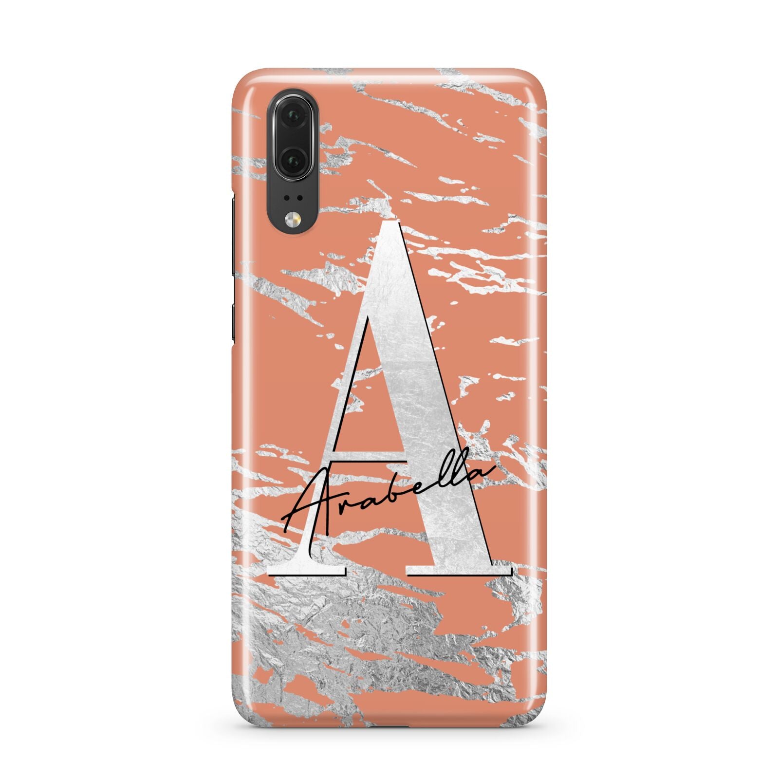 Personalised Orange Silver Huawei P20 Phone Case