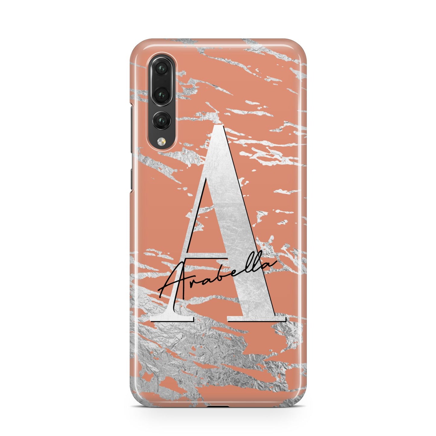 Personalised Orange Silver Huawei P20 Pro Phone Case