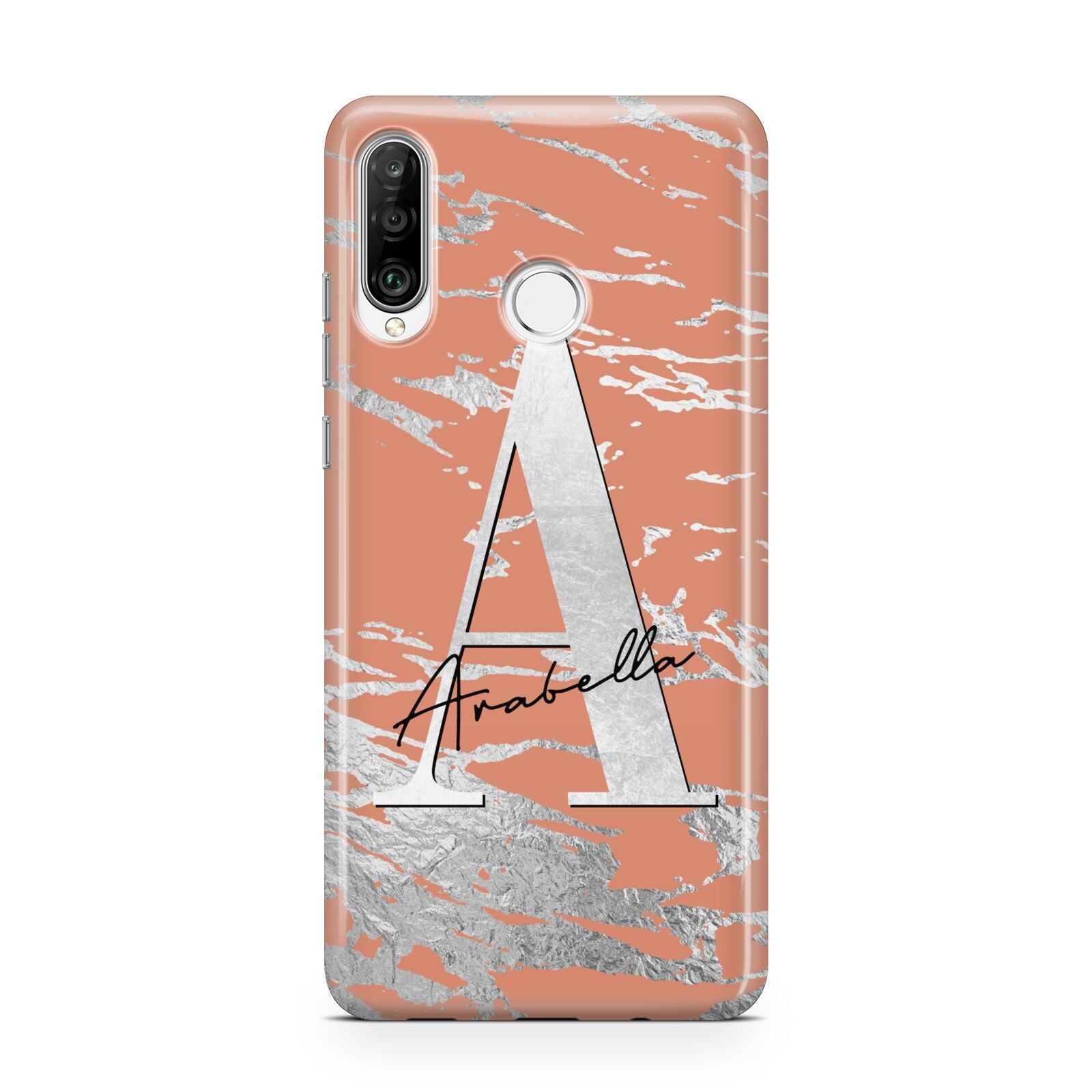 Personalised Orange Silver Huawei P30 Lite Phone Case