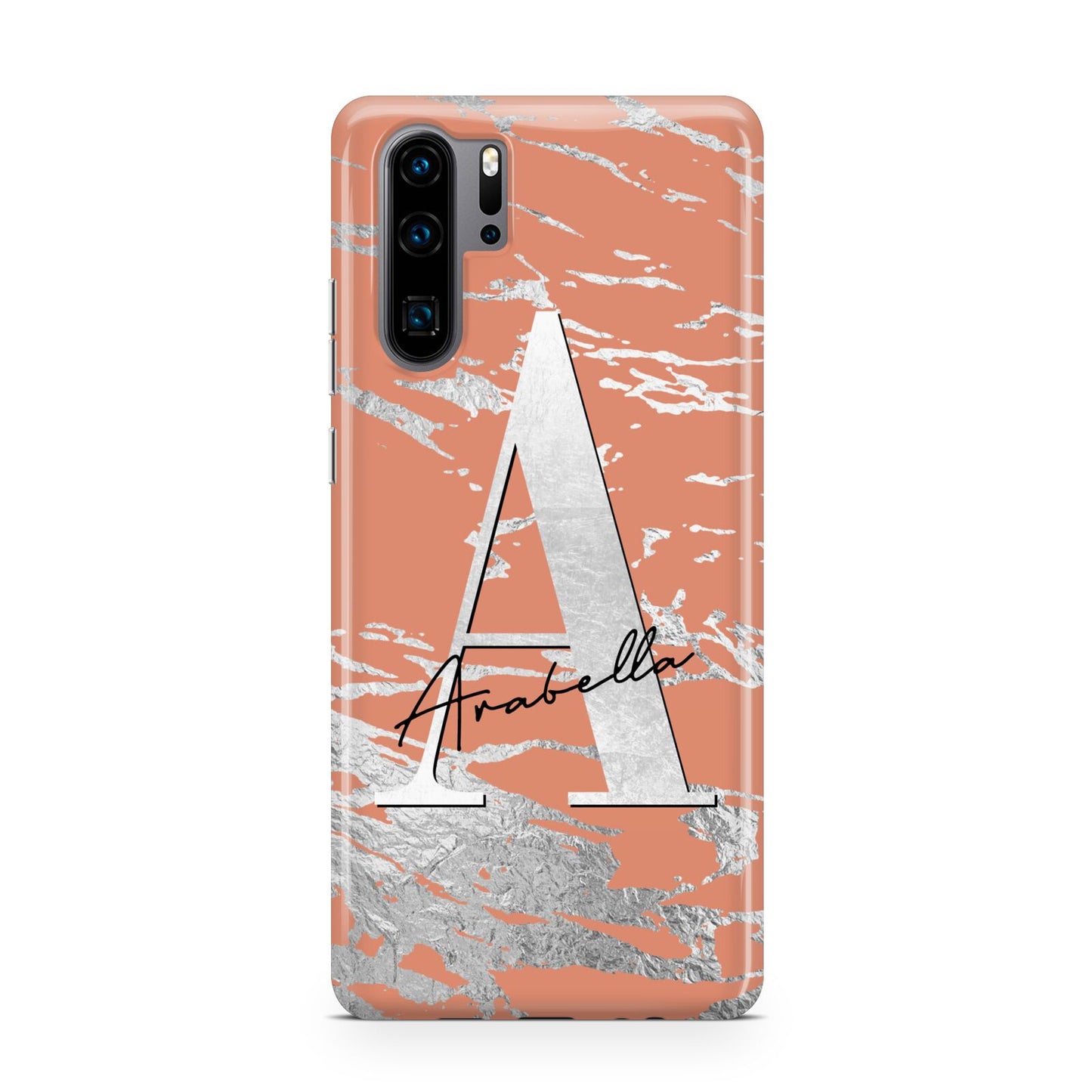 Personalised Orange Silver Huawei P30 Pro Phone Case