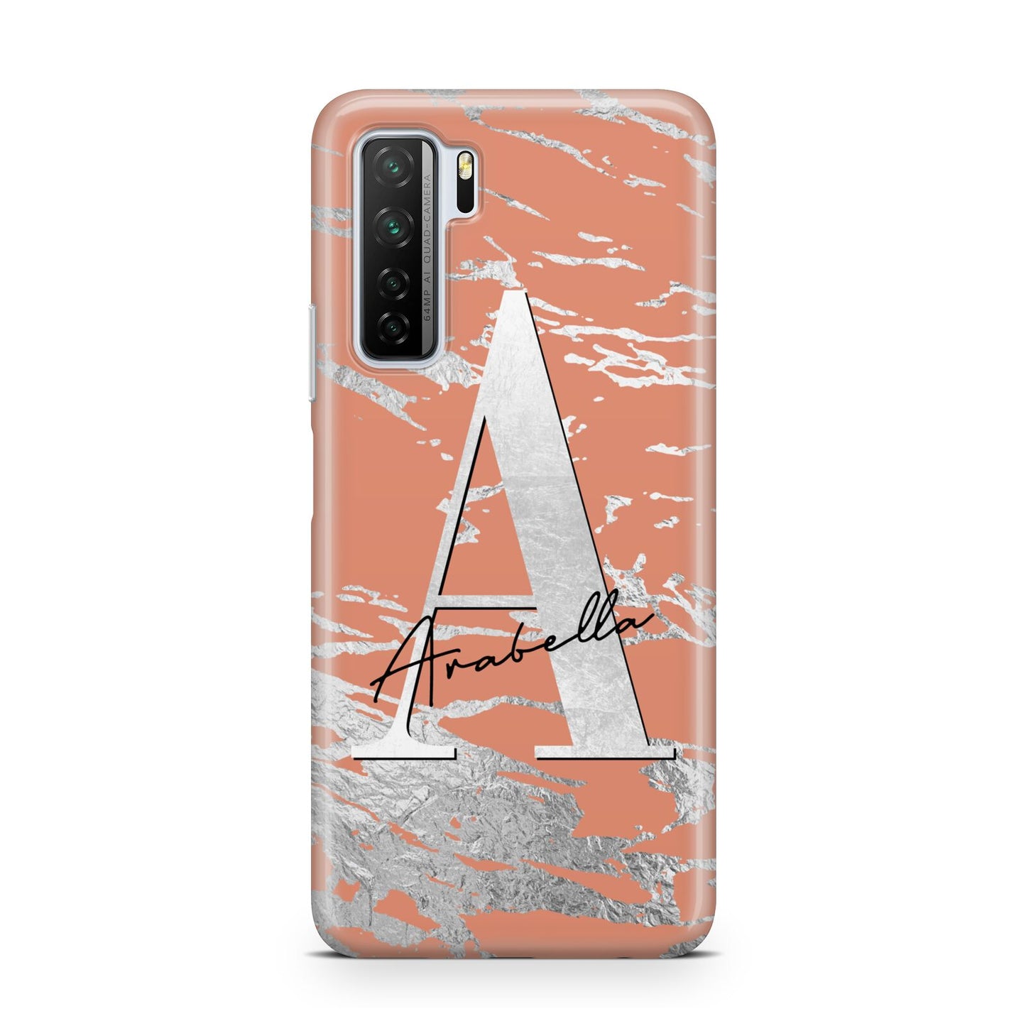 Personalised Orange Silver Huawei P40 Lite 5G Phone Case