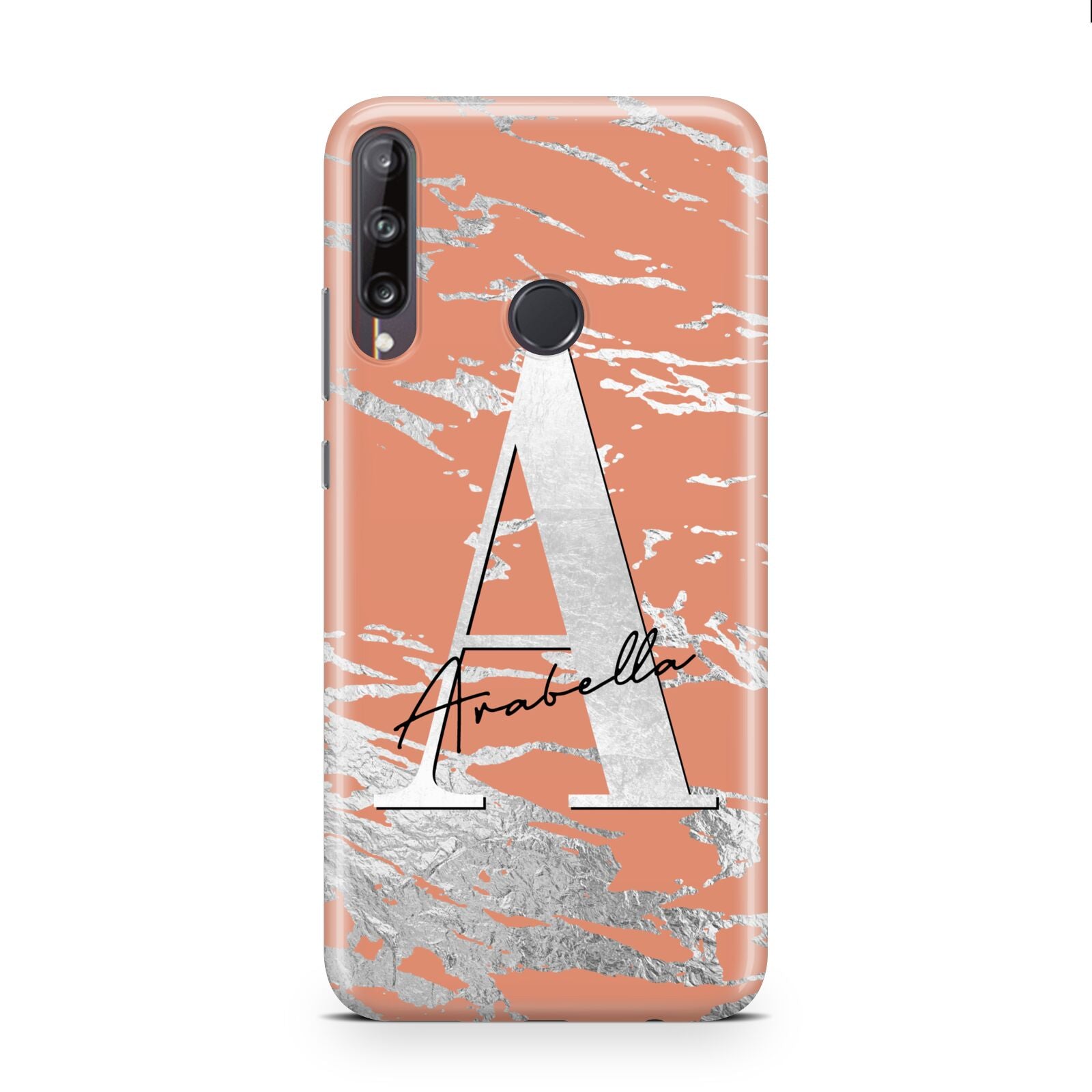 Personalised Orange Silver Huawei P40 Lite E Phone Case