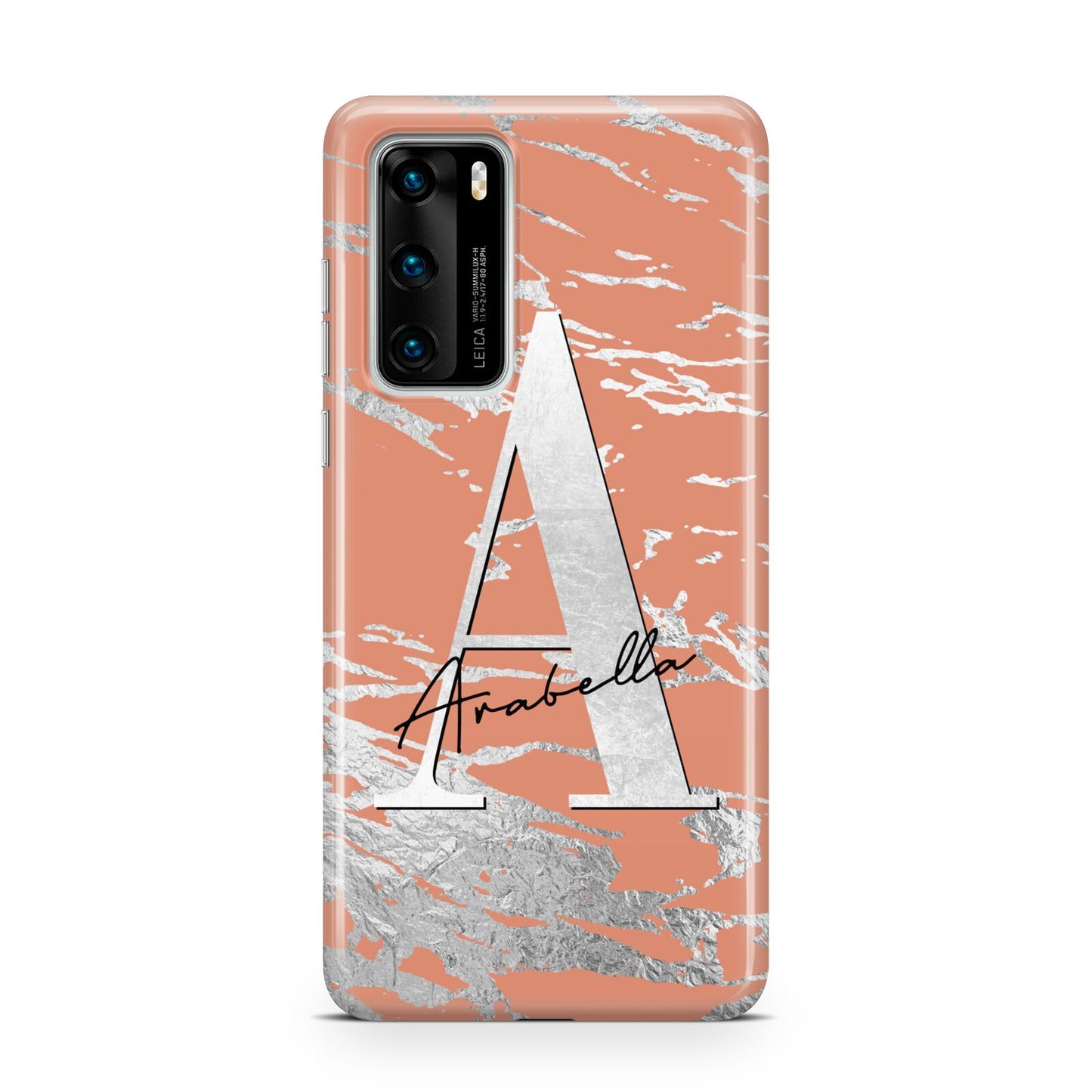 Personalised Orange Silver Huawei P40 Phone Case