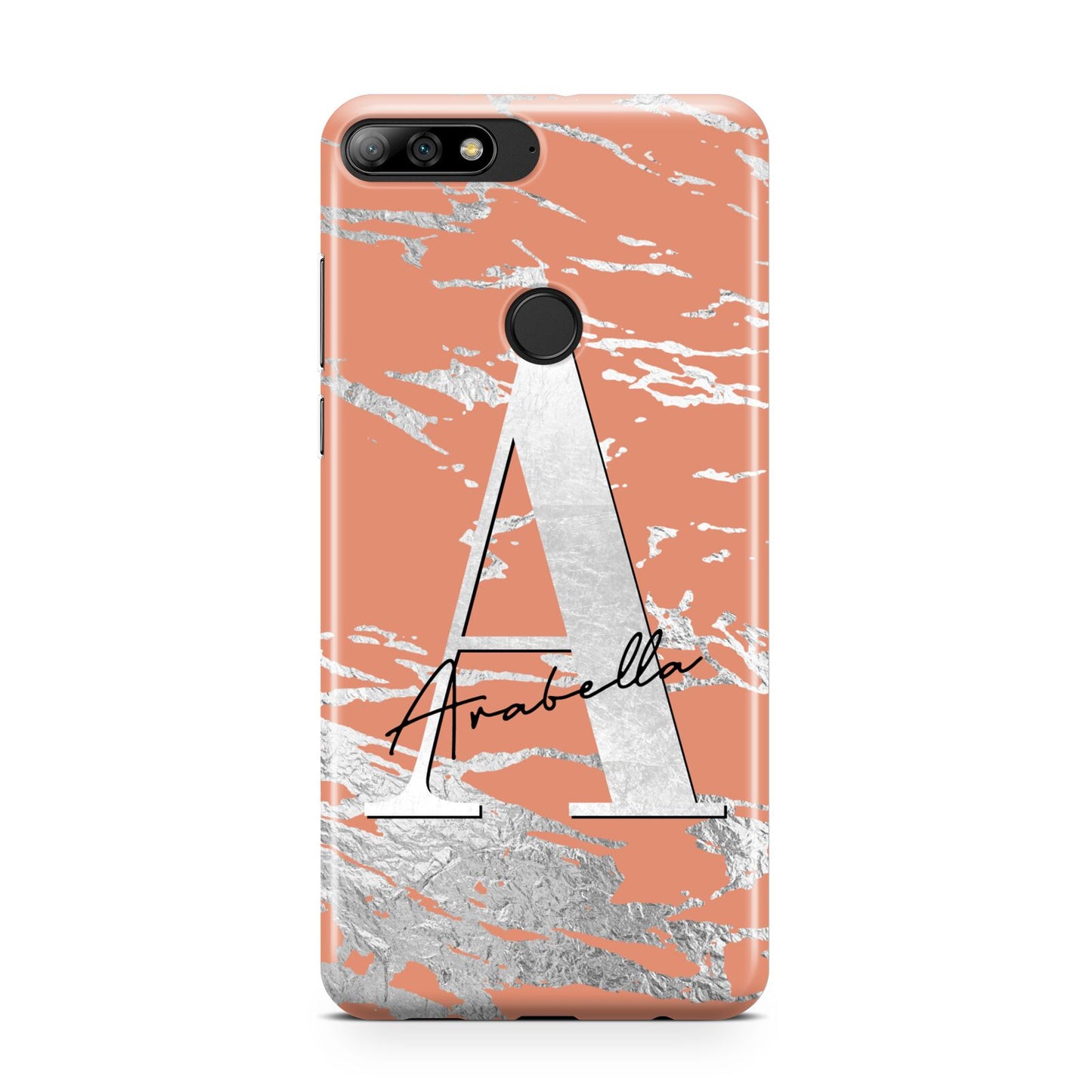 Personalised Orange Silver Huawei Y7 2018