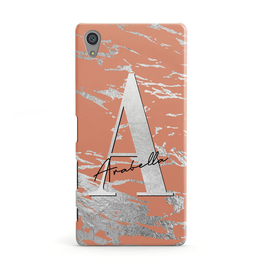 Personalised Orange Silver Sony Xperia Case