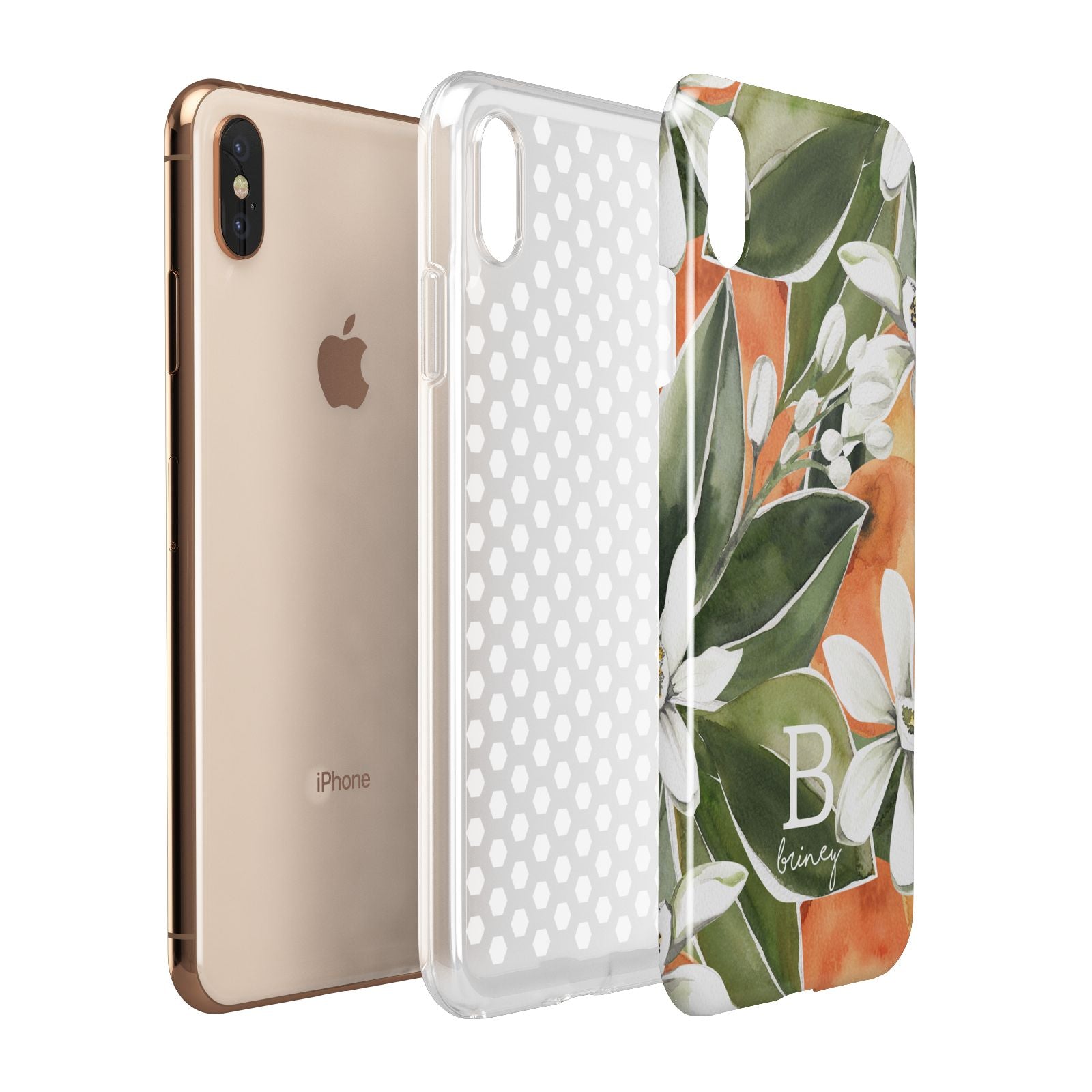 Personalised Orange Tree Apple iPhone Xs Max 3D Tough Case Expanded View