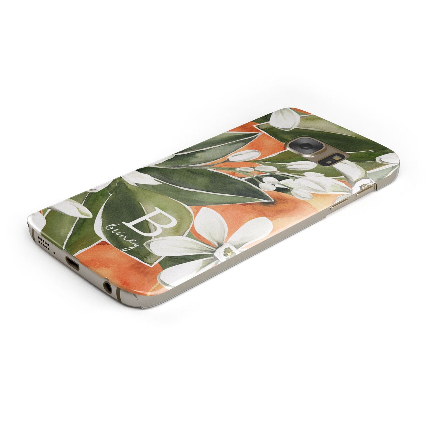 Personalised Orange Tree Protective Samsung Galaxy Case Angled Image