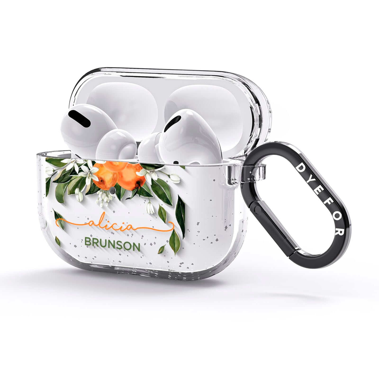 Personalised Orange Tree Wreath AirPods Glitter Case 3rd Gen Side Image