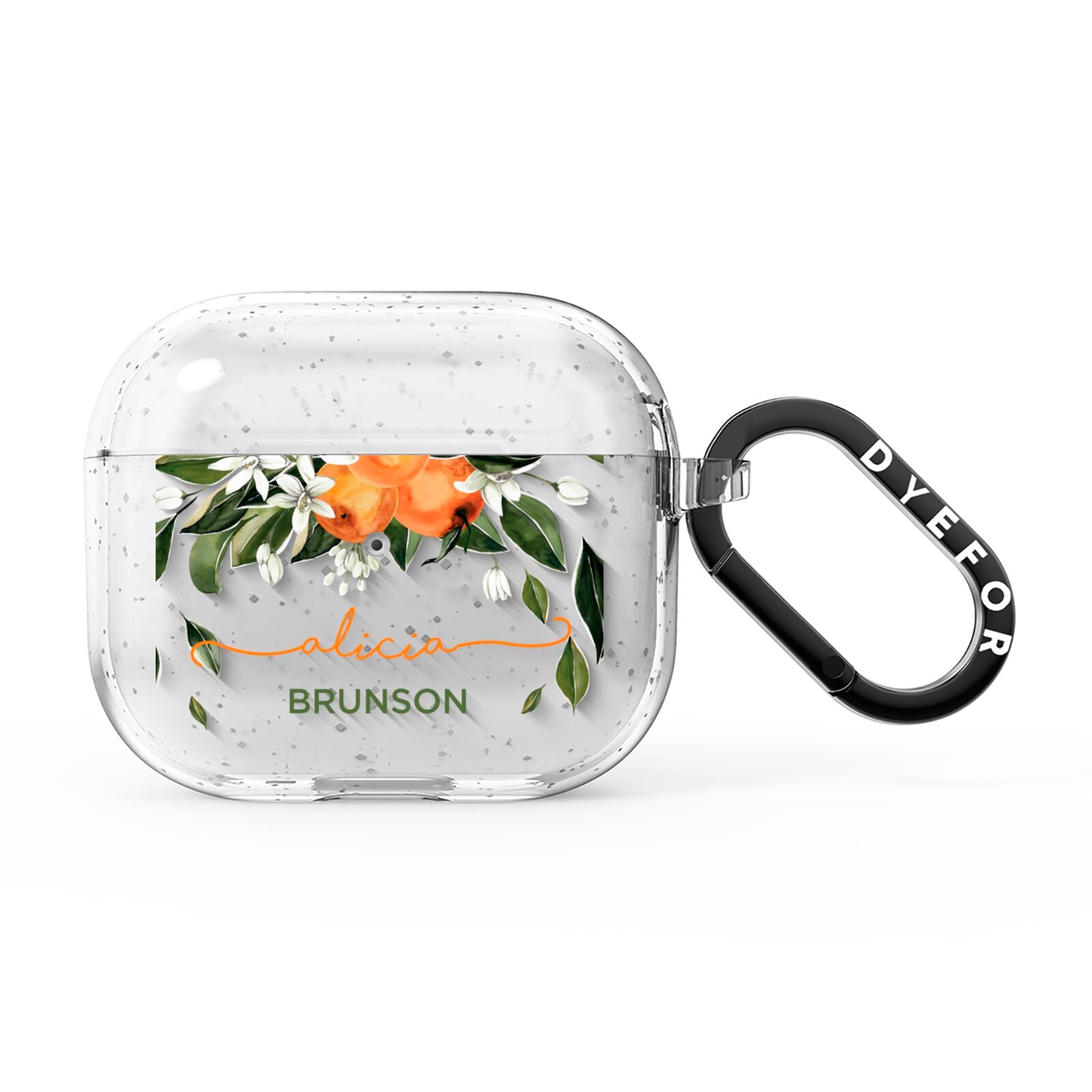 Personalised Orange Tree Wreath AirPods Glitter Case 3rd Gen