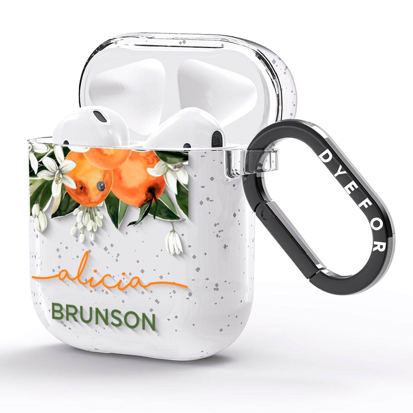 Personalised Orange Tree Wreath AirPods Glitter Case Side Image