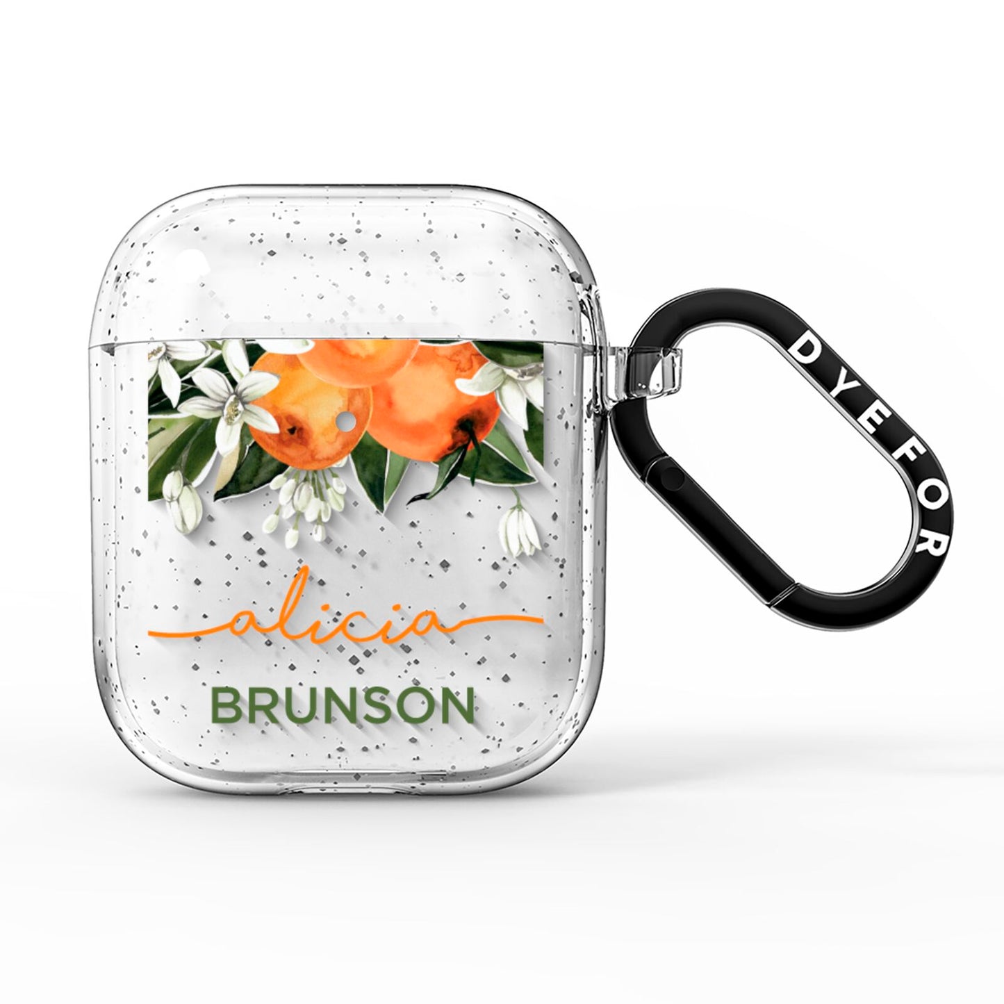 Personalised Orange Tree Wreath AirPods Glitter Case