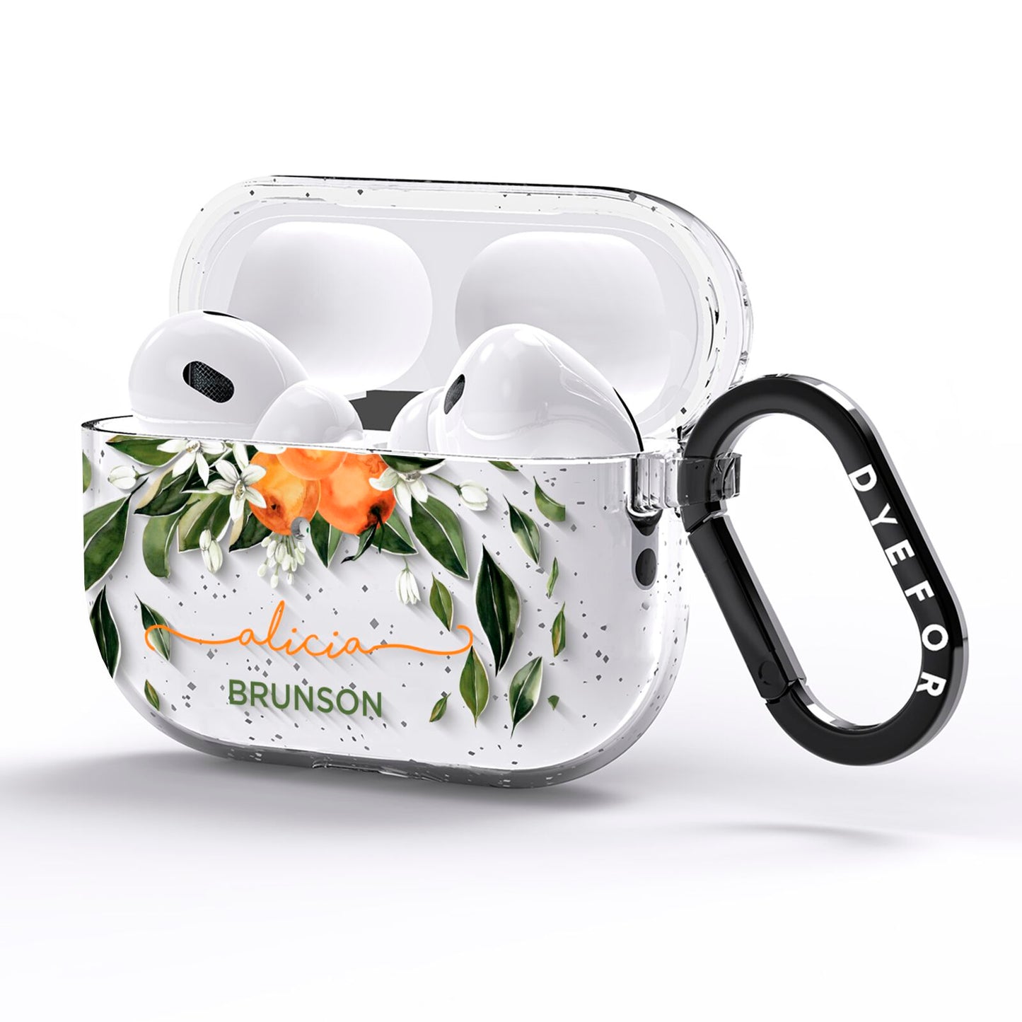 Personalised Orange Tree Wreath AirPods Pro Glitter Case Side Image