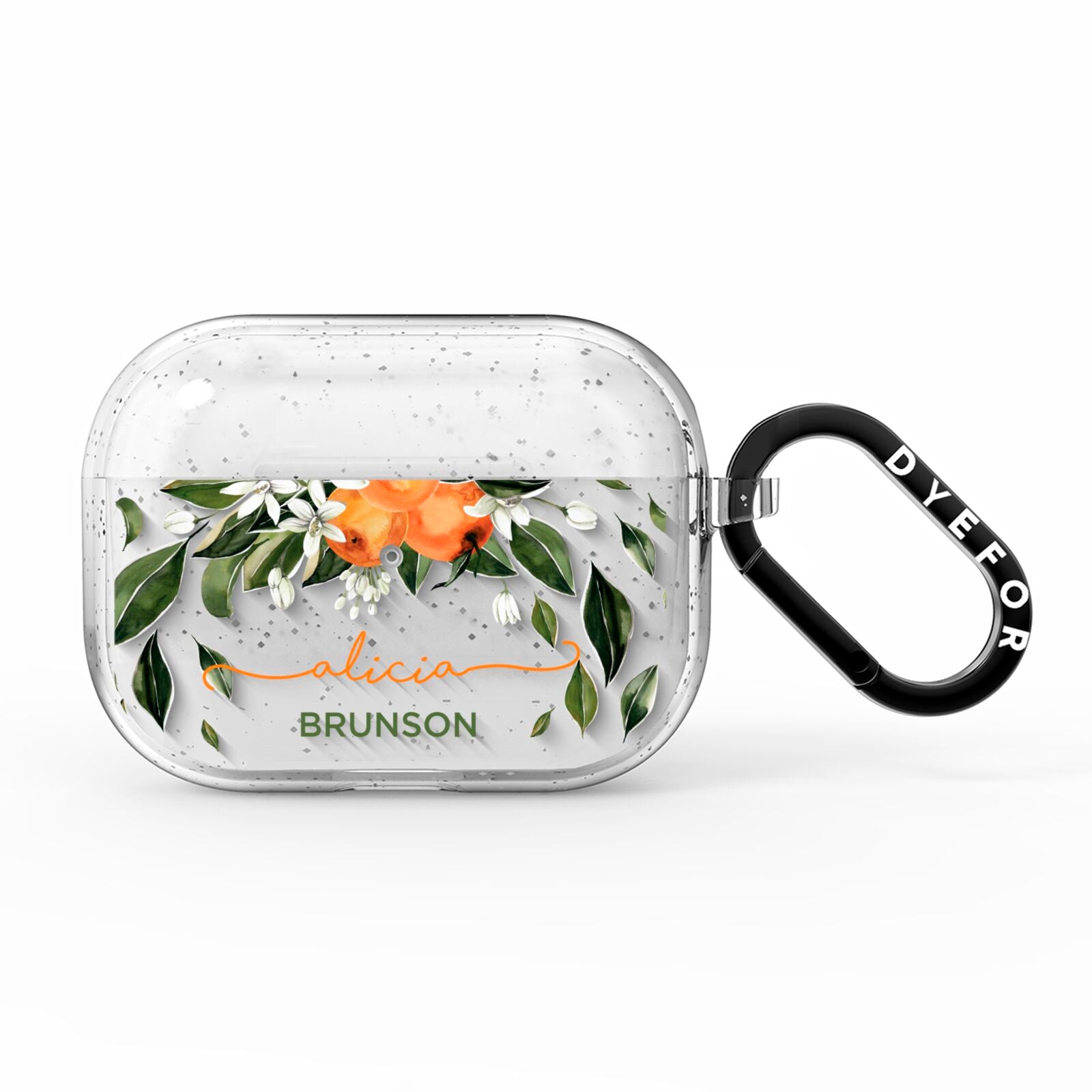 Personalised Orange Tree Wreath AirPods Pro Glitter Case