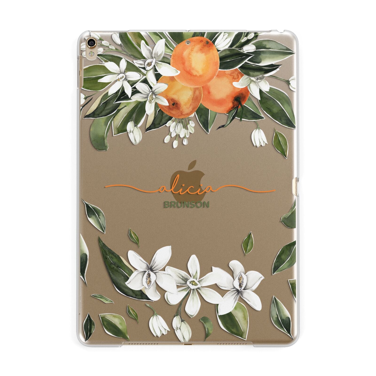 Personalised Orange Tree Wreath Apple iPad Gold Case