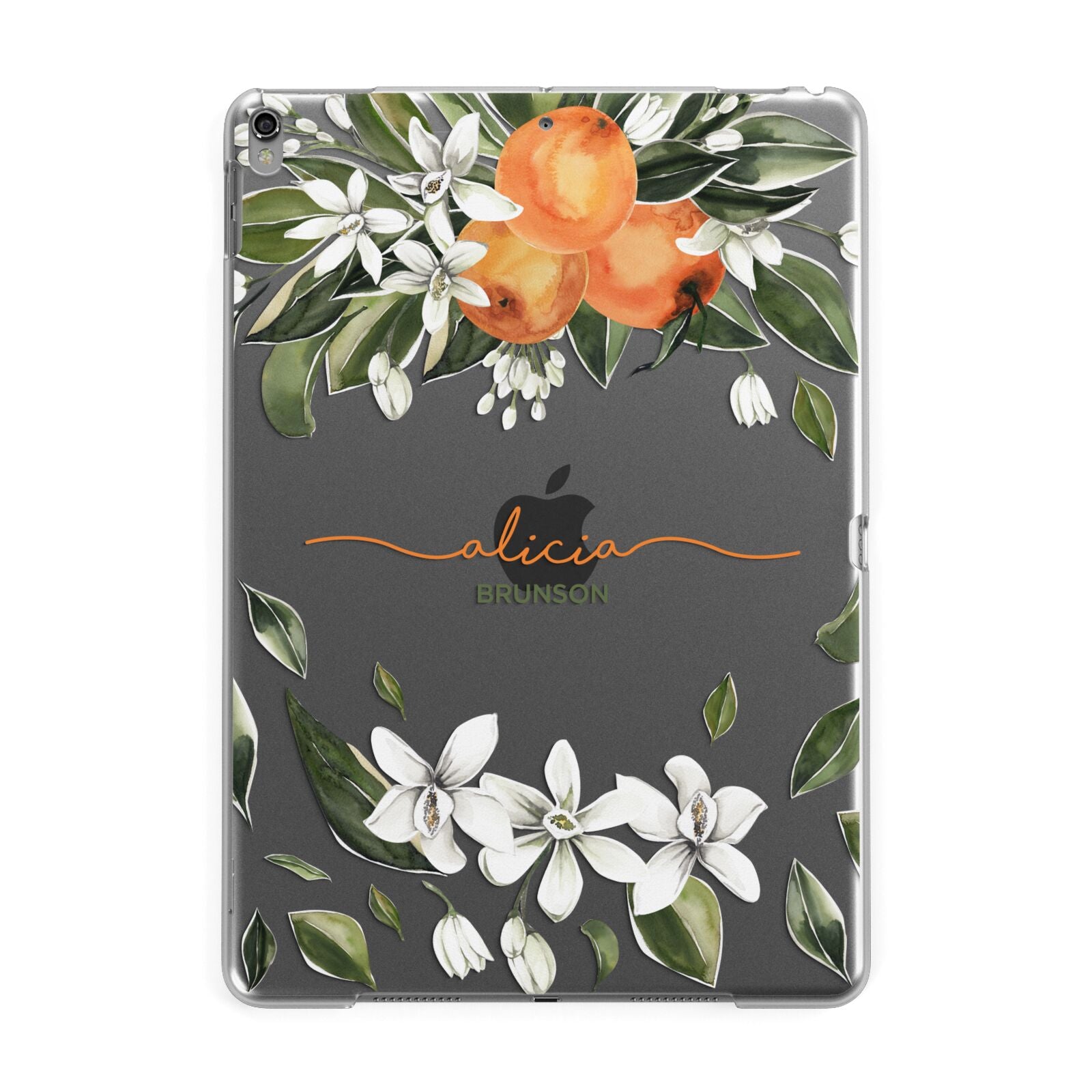 Personalised Orange Tree Wreath Apple iPad Grey Case