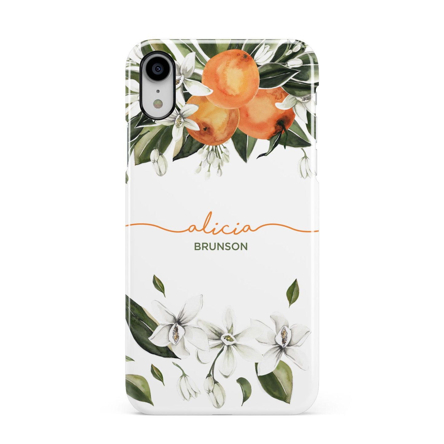 Personalised Orange Tree Wreath Apple iPhone XR White 3D Snap Case