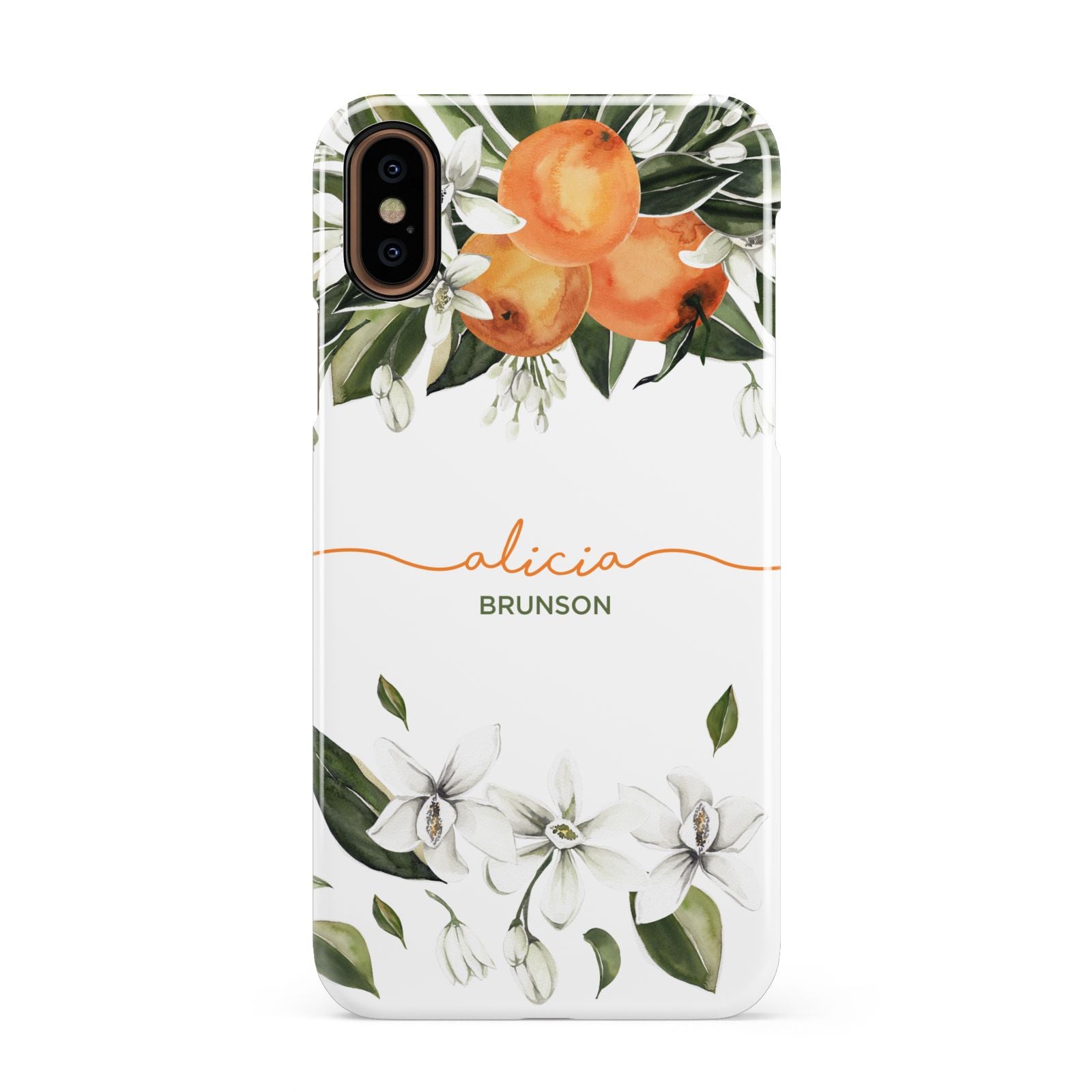 Personalised Orange Tree Wreath Apple iPhone XS 3D Snap Case