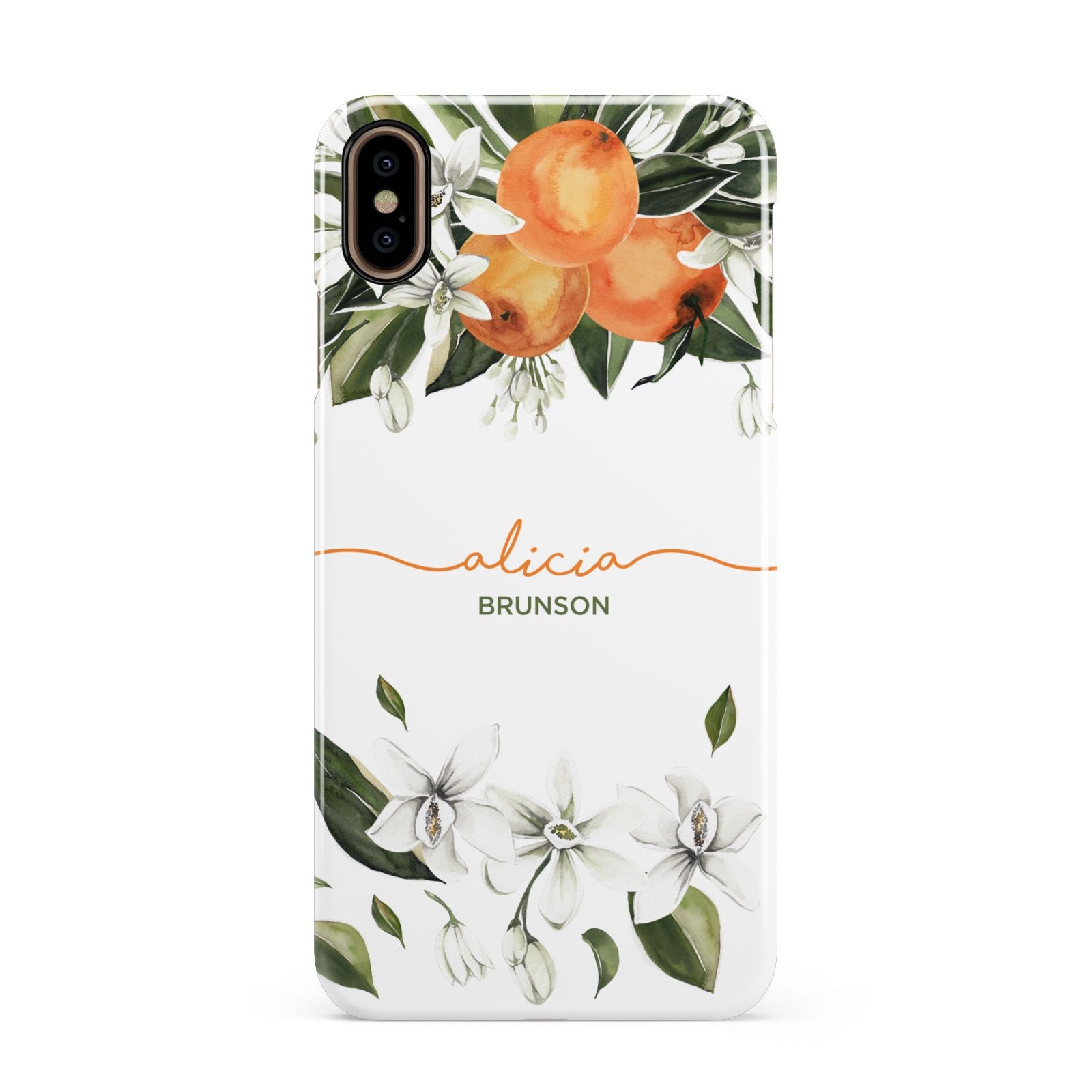 Personalised Orange Tree Wreath Apple iPhone Xs Max 3D Snap Case