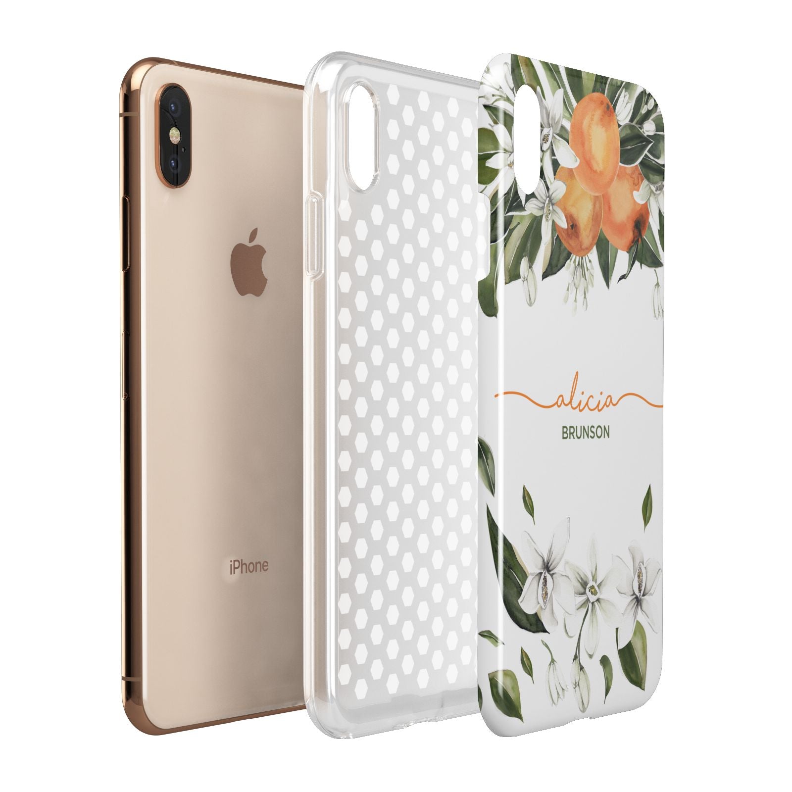 Personalised Orange Tree Wreath Apple iPhone Xs Max 3D Tough Case Expanded View