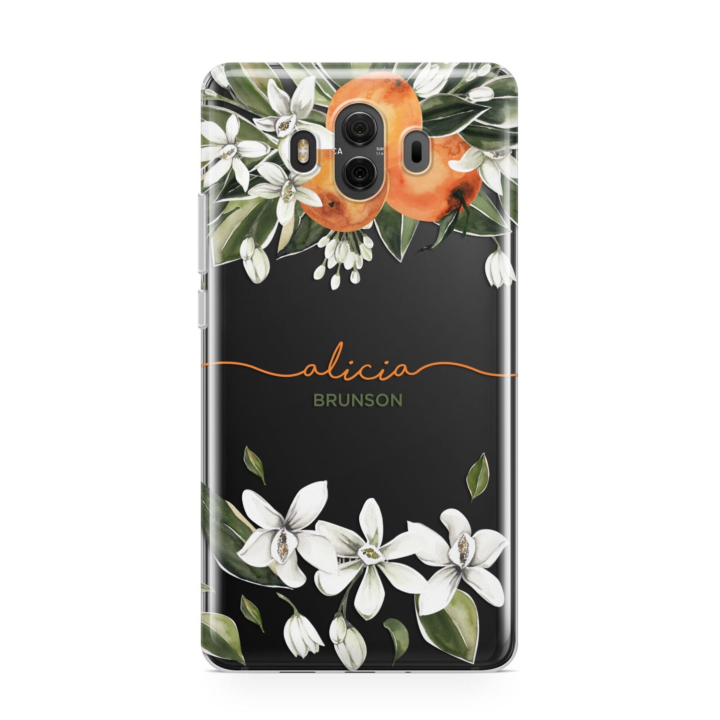 Personalised Orange Tree Wreath Huawei Mate 10 Protective Phone Case