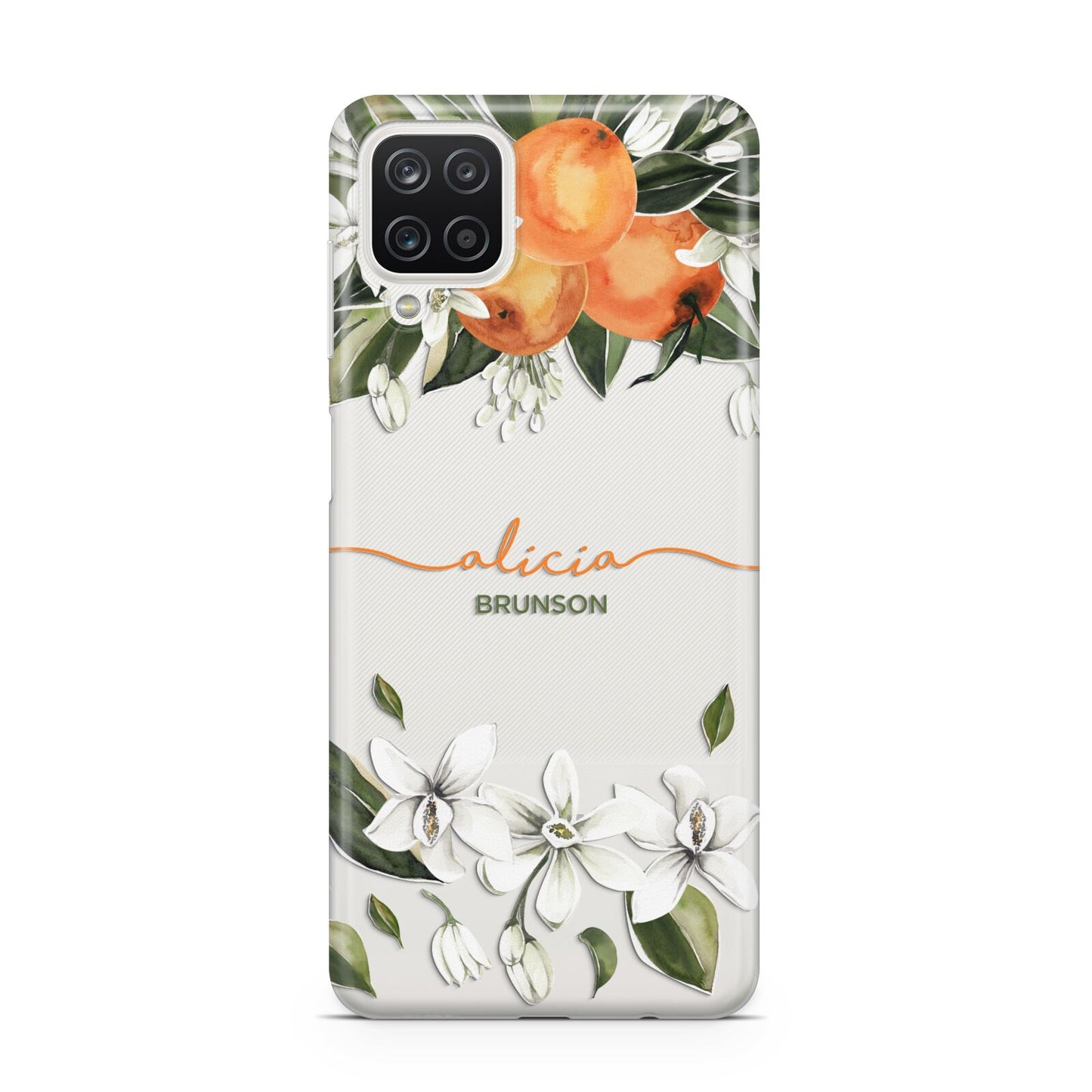 Personalised Orange Tree Wreath Samsung A12 Case