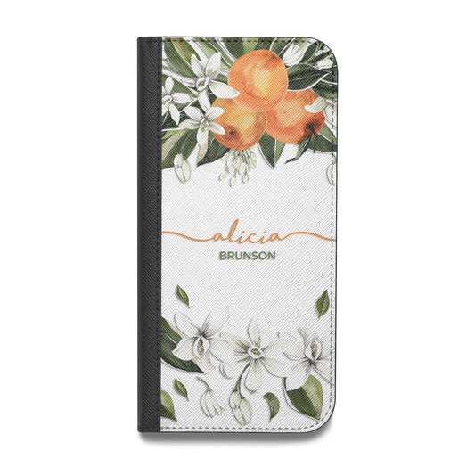 Personalised Orange Tree Wreath Vegan Leather Flip iPhone Case