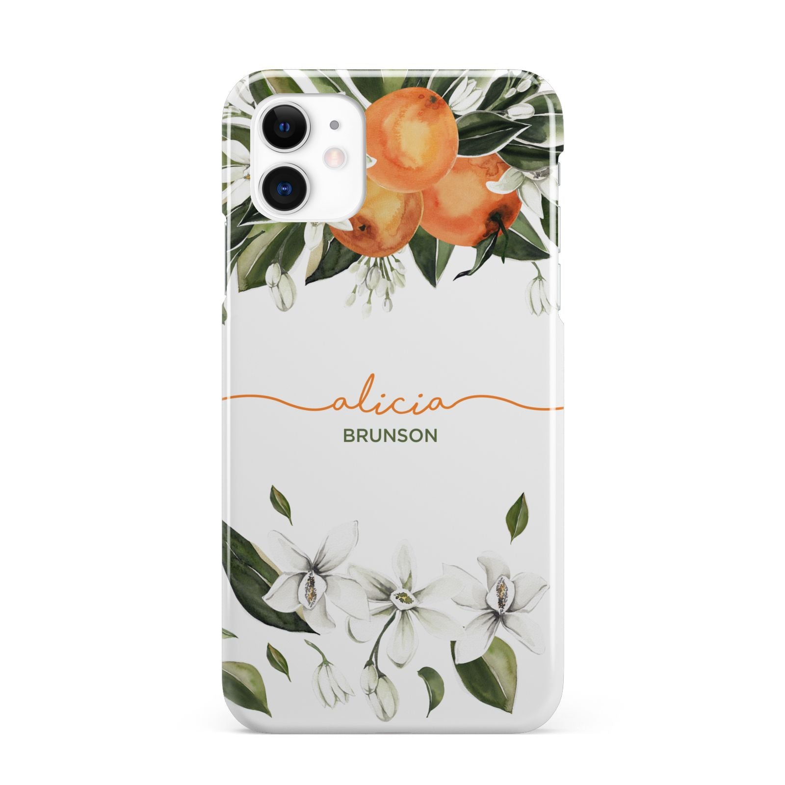 Personalised Orange Tree Wreath iPhone 11 3D Snap Case