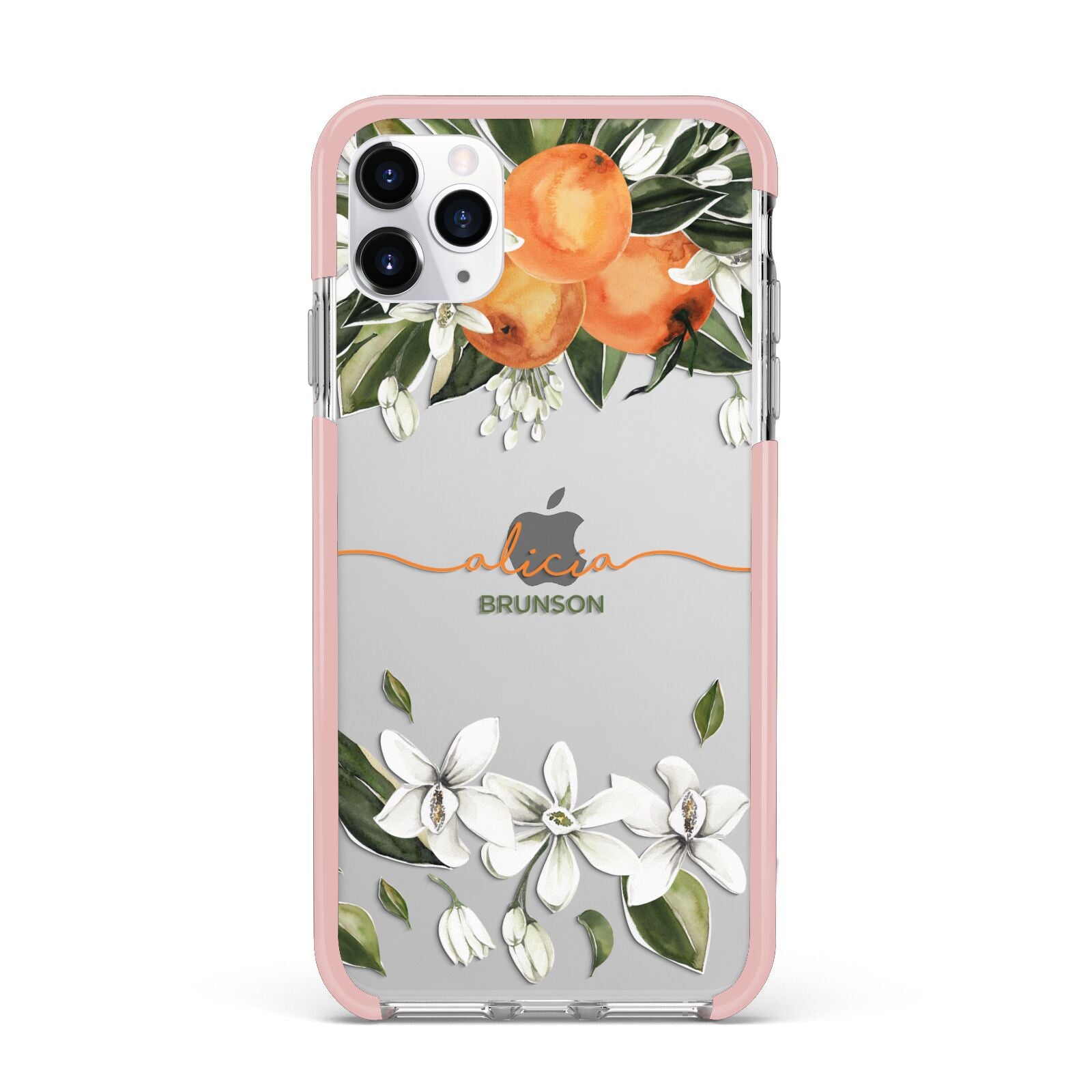 Personalised Orange Tree Wreath iPhone 11 Pro Max Impact Pink Edge Case