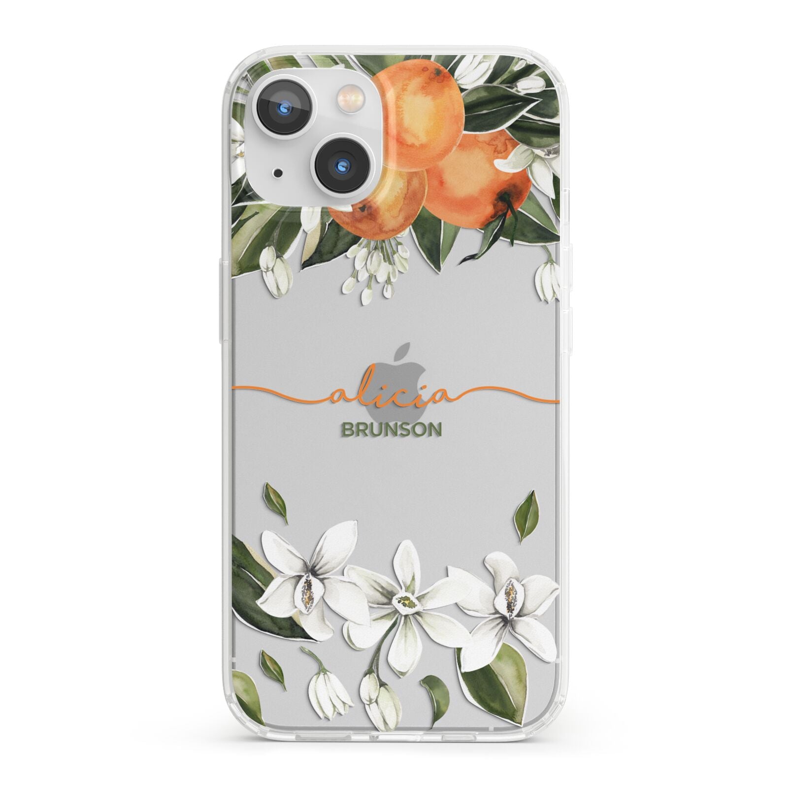 Personalised Orange Tree Wreath iPhone 13 Clear Bumper Case