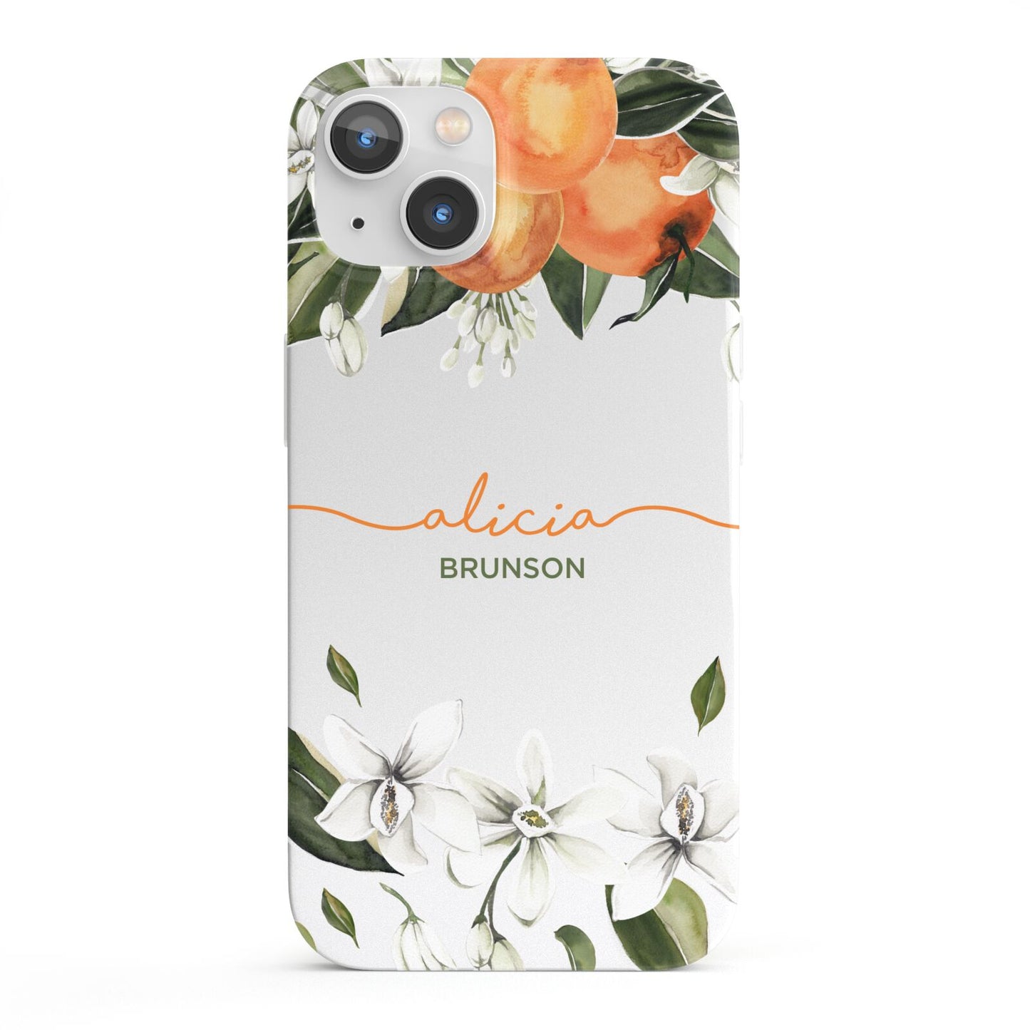 Personalised Orange Tree Wreath iPhone 13 Full Wrap 3D Snap Case