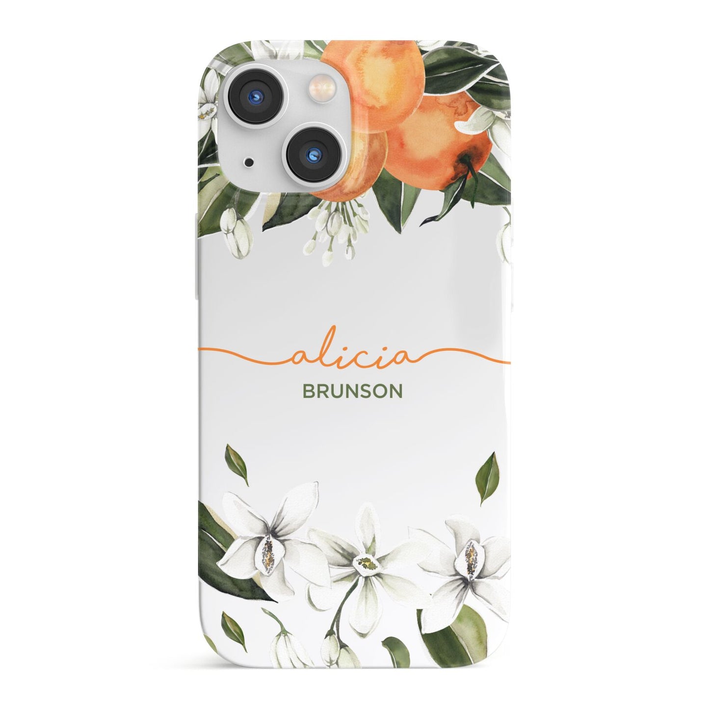 Personalised Orange Tree Wreath iPhone 13 Mini Full Wrap 3D Snap Case