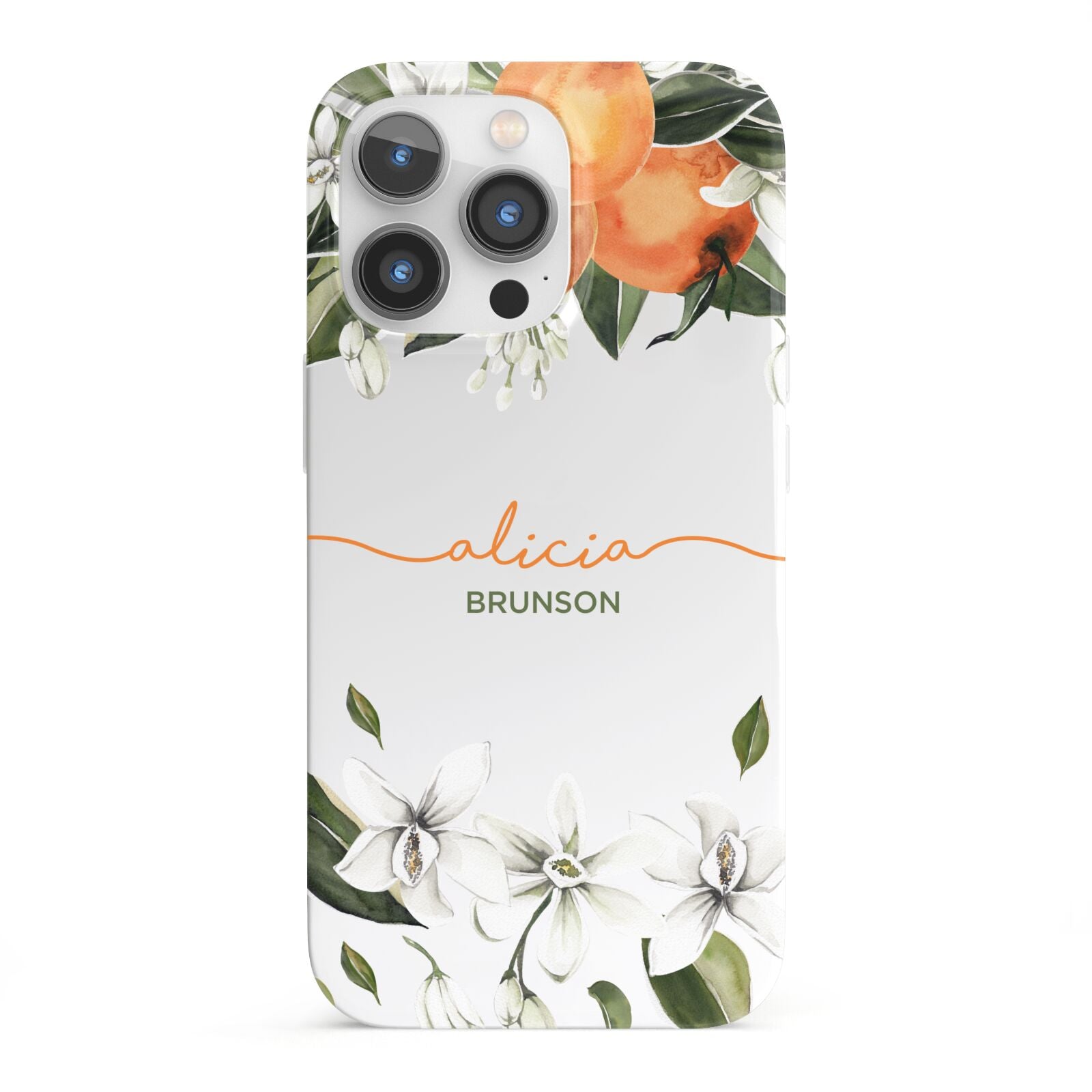 Personalised Orange Tree Wreath iPhone 13 Pro Full Wrap 3D Snap Case