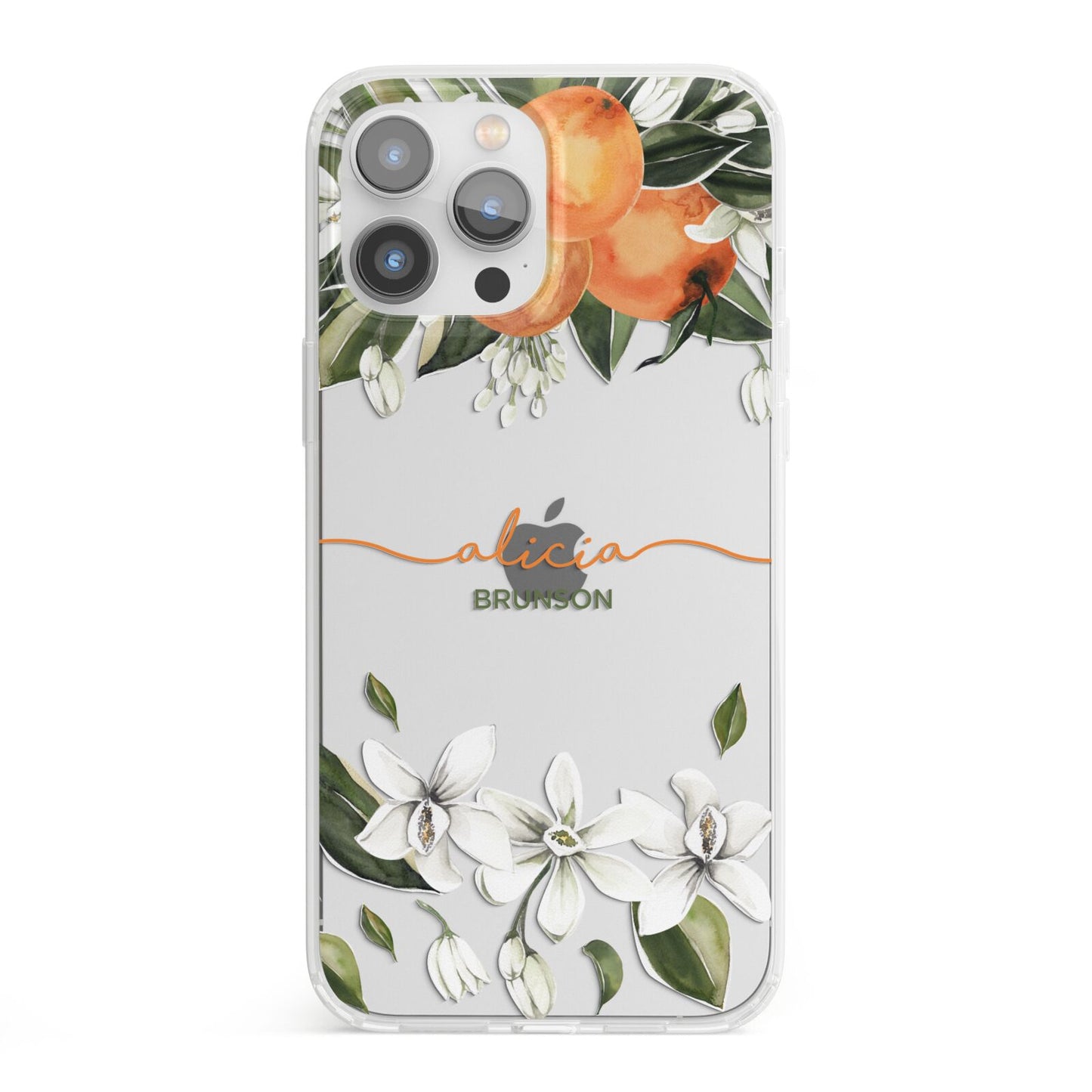 Personalised Orange Tree Wreath iPhone 13 Pro Max Clear Bumper Case