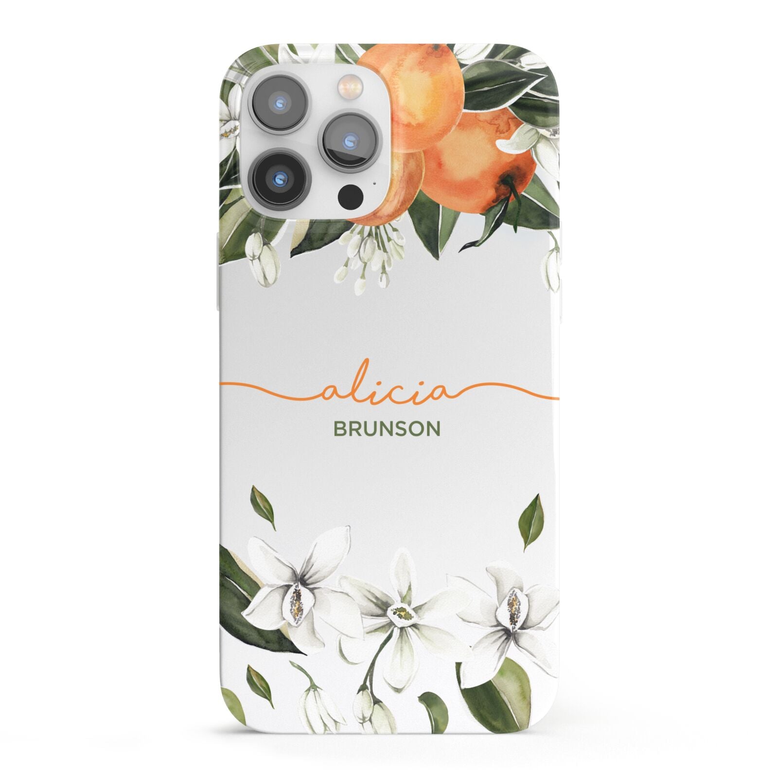 Personalised Orange Tree Wreath iPhone 13 Pro Max Full Wrap 3D Snap Case