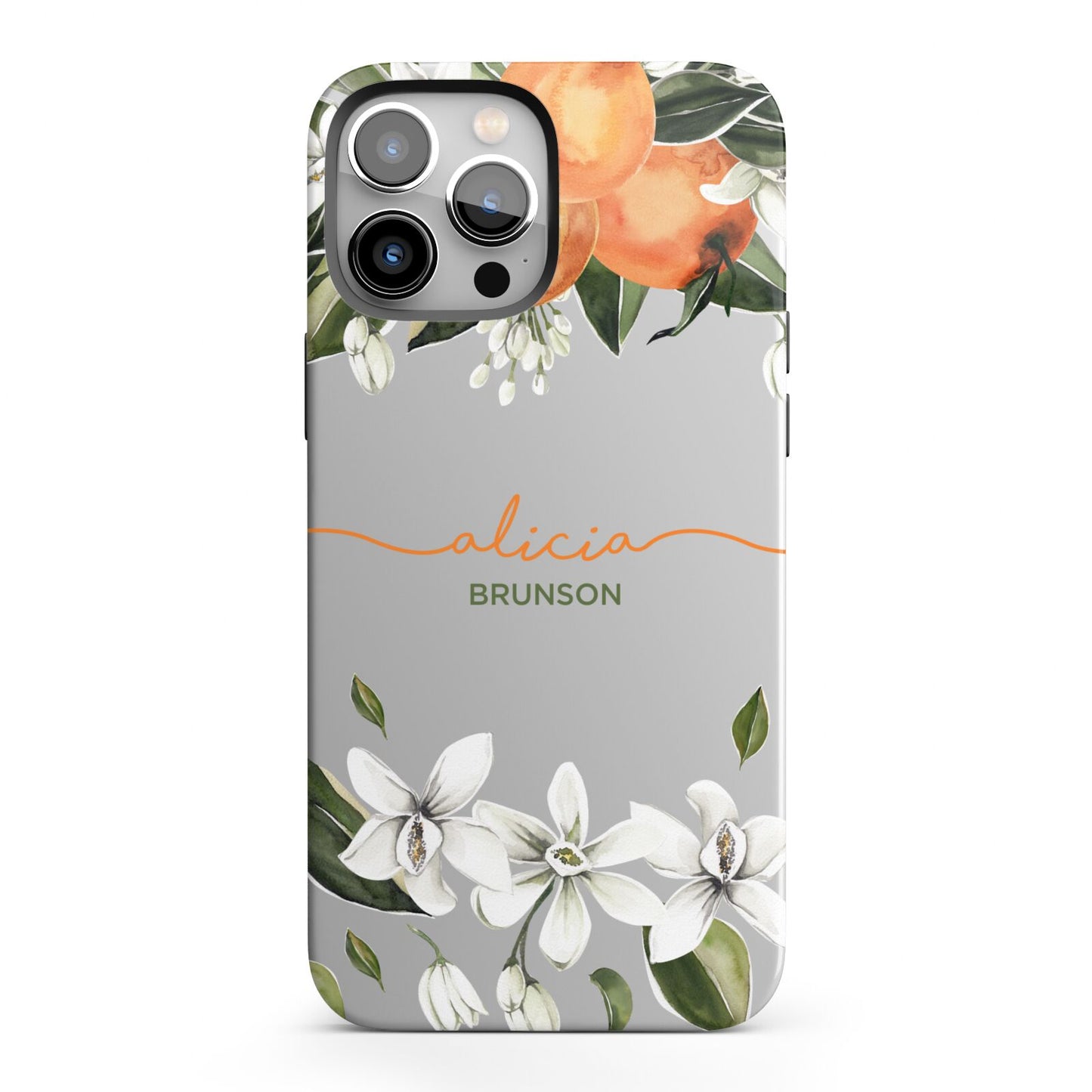 Personalised Orange Tree Wreath iPhone 13 Pro Max Full Wrap 3D Tough Case