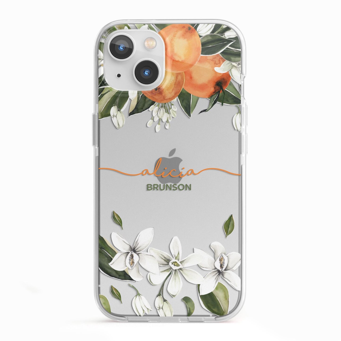 Personalised Orange Tree Wreath iPhone 13 TPU Impact Case with White Edges