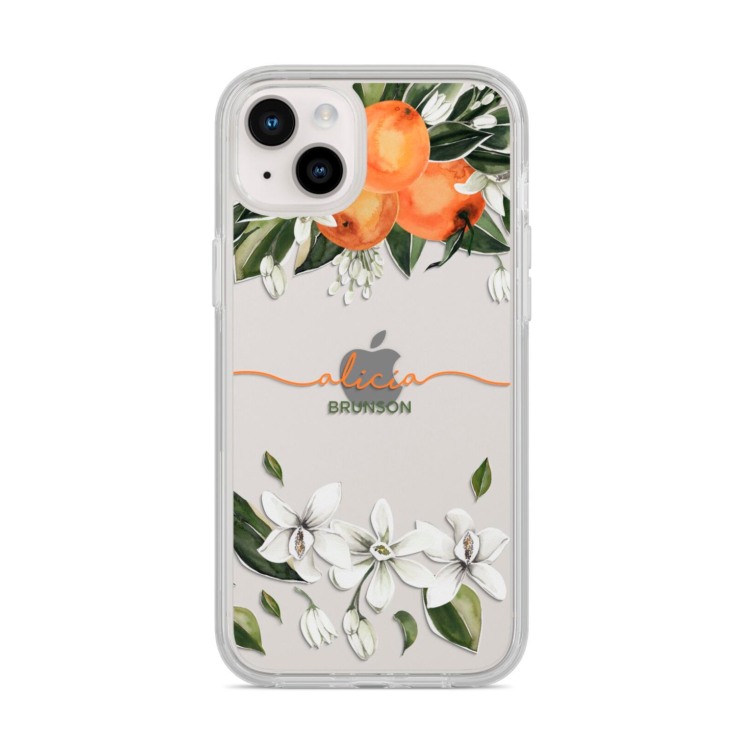 Personalised Orange Tree Wreath iPhone 14 Plus Clear Tough Case Starlight