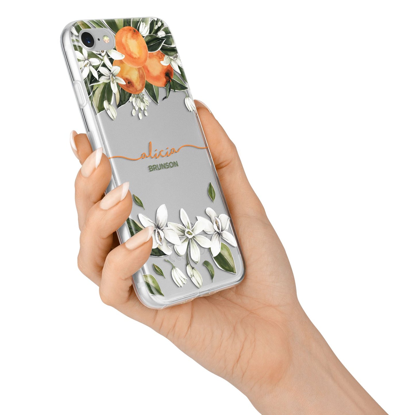 Personalised Orange Tree Wreath iPhone 7 Bumper Case on Silver iPhone Alternative Image