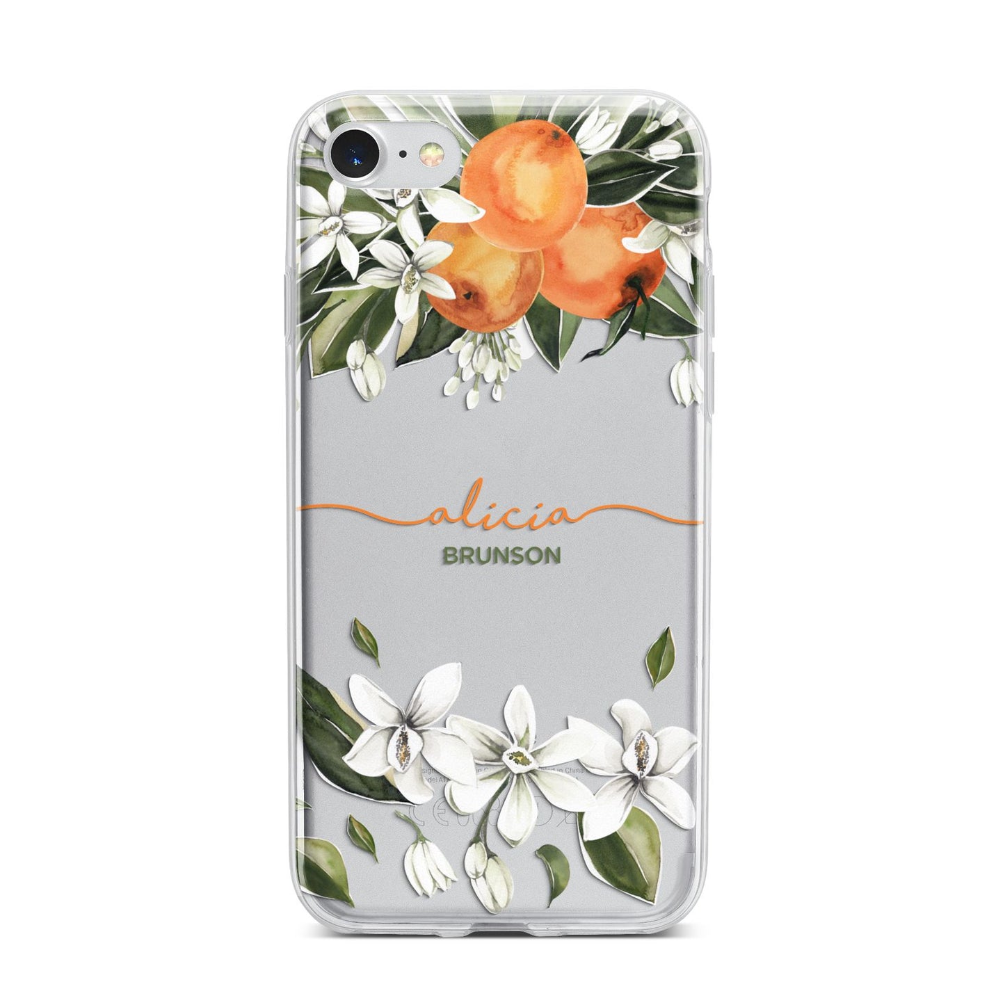 Personalised Orange Tree Wreath iPhone 7 Bumper Case on Silver iPhone