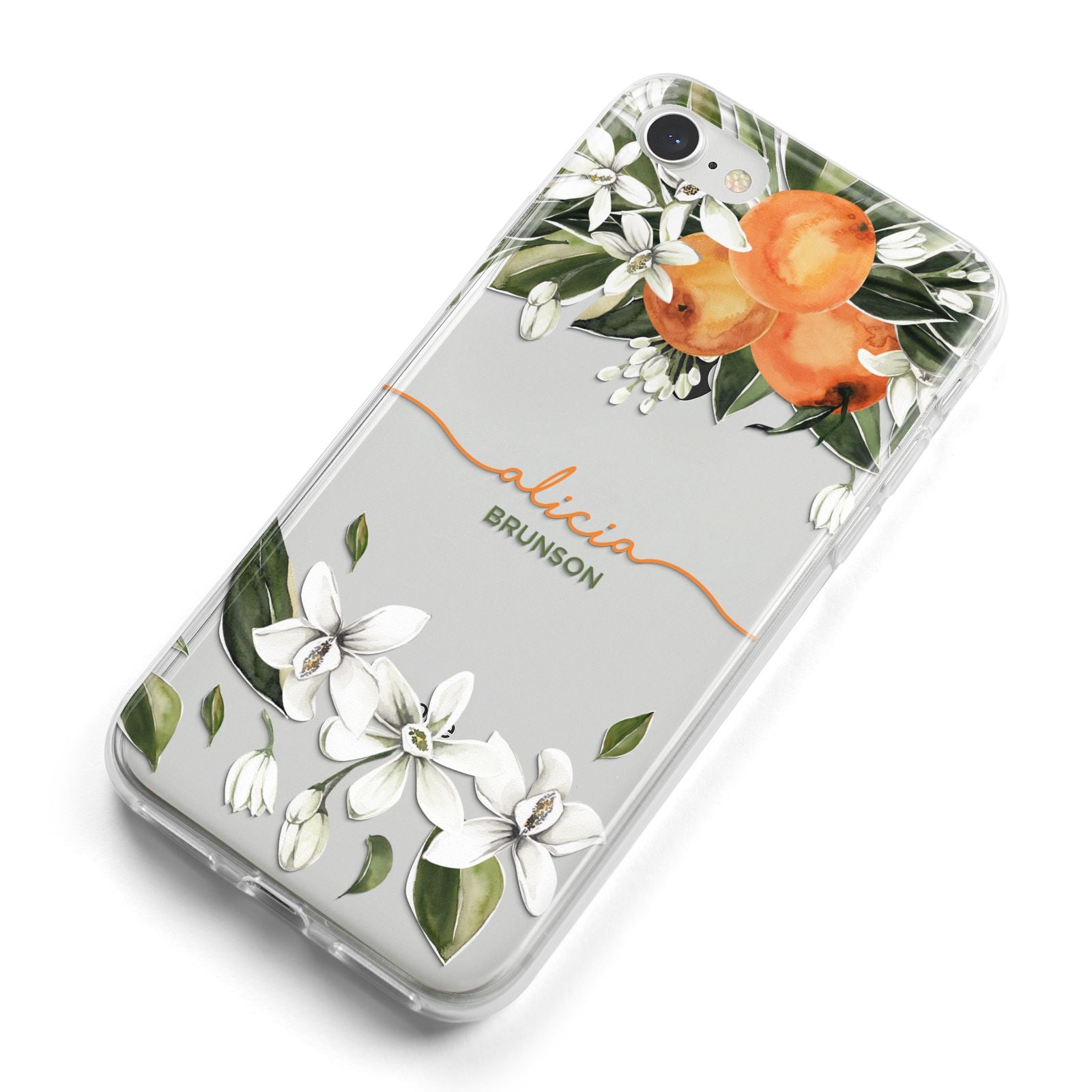 Personalised Orange Tree Wreath iPhone 8 Bumper Case on Silver iPhone Alternative Image