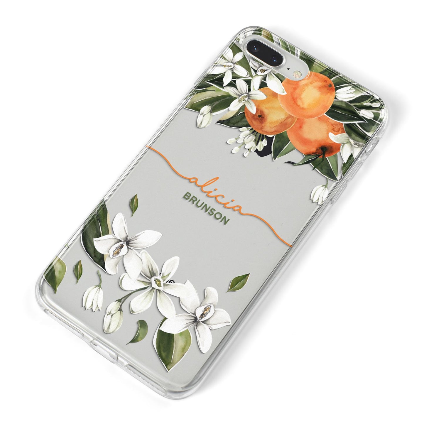 Personalised Orange Tree Wreath iPhone 8 Plus Bumper Case on Silver iPhone Alternative Image