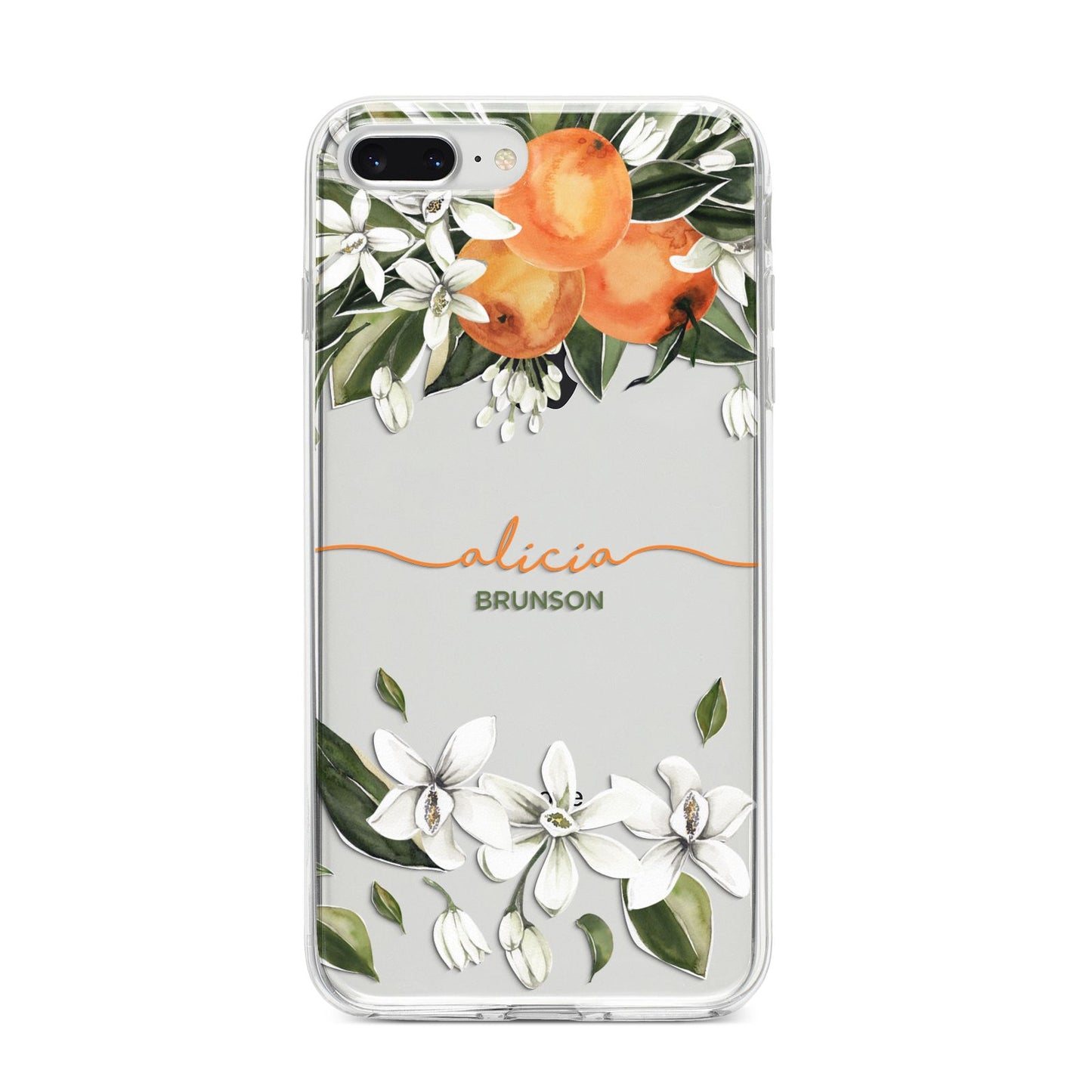 Personalised Orange Tree Wreath iPhone 8 Plus Bumper Case on Silver iPhone