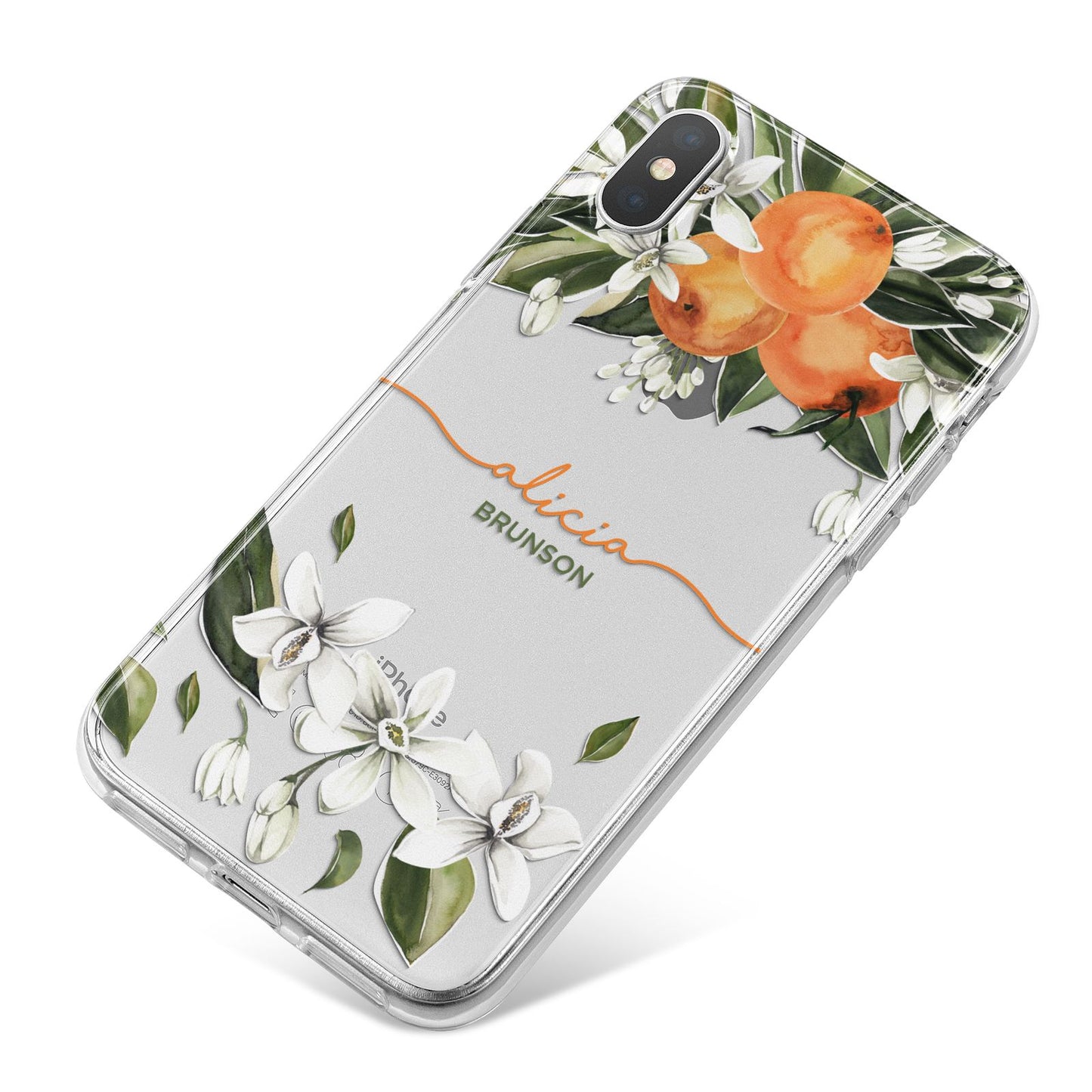 Personalised Orange Tree Wreath iPhone X Bumper Case on Silver iPhone