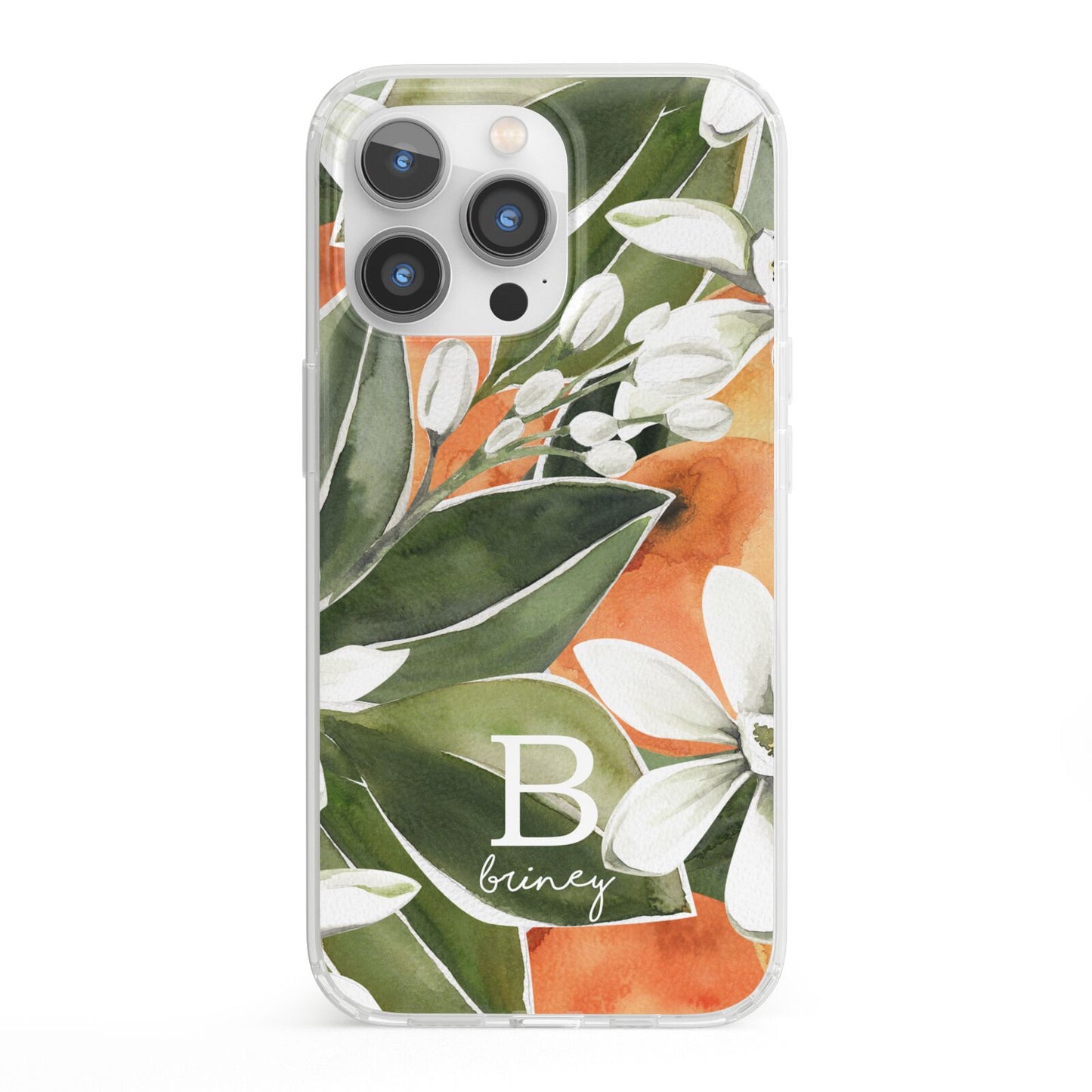 Personalised Orange Tree iPhone 13 Pro Clear Bumper Case