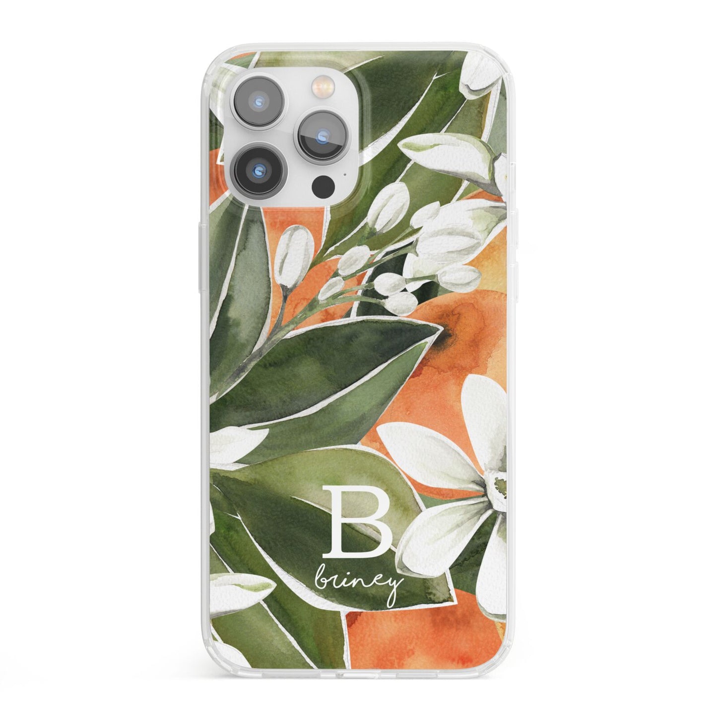 Personalised Orange Tree iPhone 13 Pro Max Clear Bumper Case