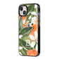Personalised Orange Tree iPhone 14 Plus Black Impact Case Side Angle on Silver phone