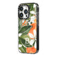 Personalised Orange Tree iPhone 14 Pro Black Impact Case Side Angle on Silver phone
